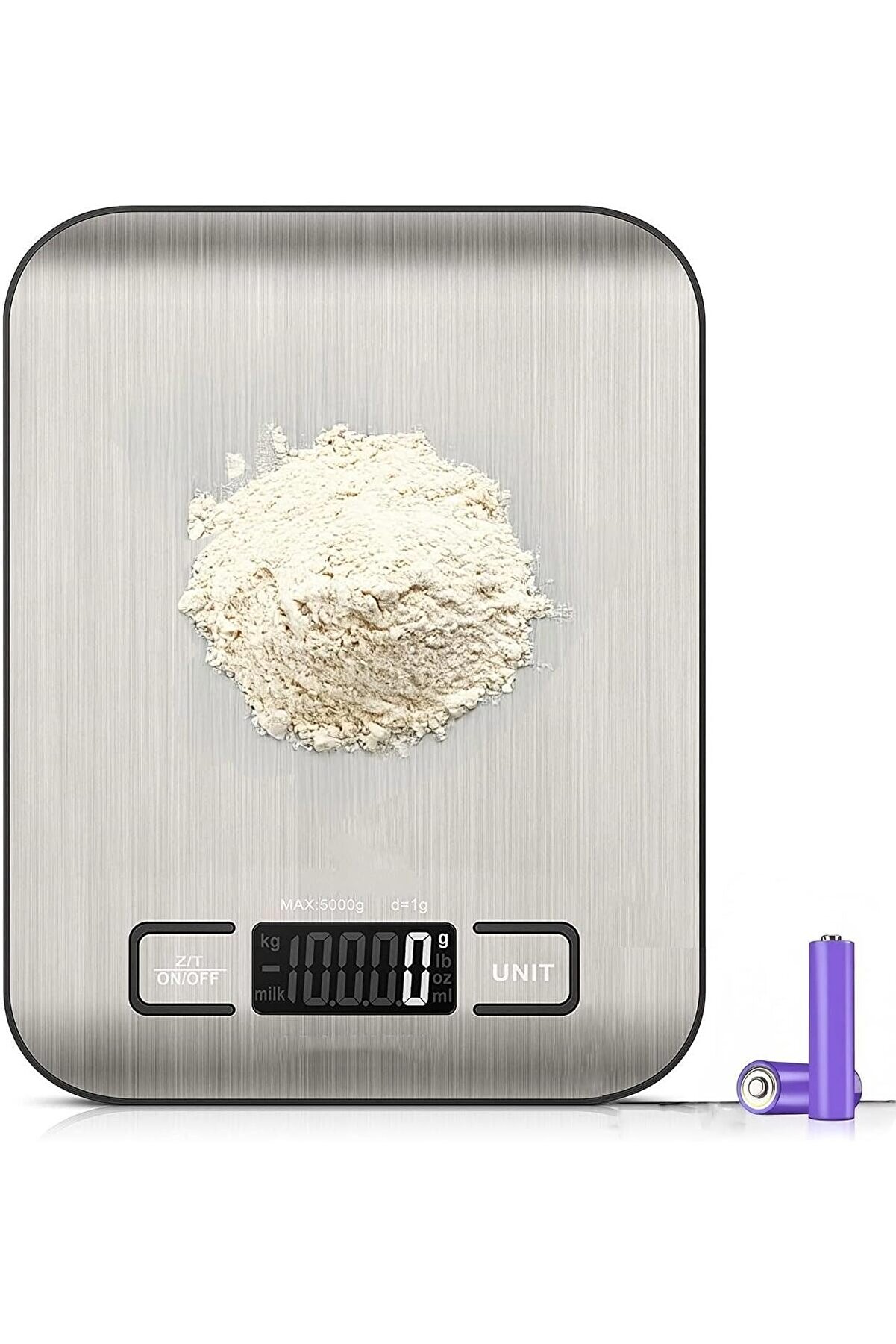 STOREMAX modashine Mutfak Terazisi – Paslanmaz Çelik Yüzeyli Tartı, 5 kg Kapasiteli, Dara Özellikli, LCD Ekra