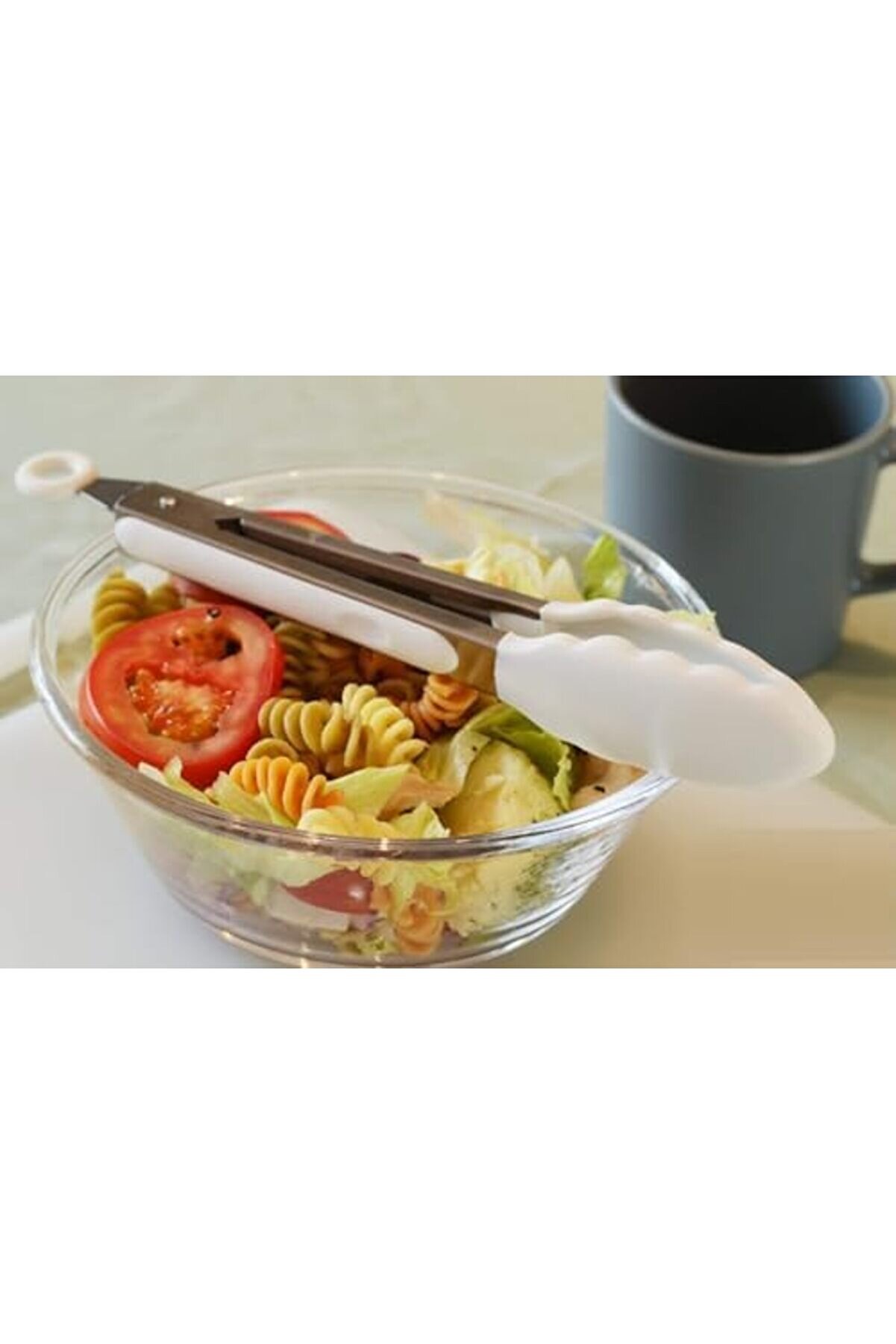 Modashi̇ne Beyaz Si̇li̇kon Uçlu Mutfak Maşası - 23 Cm, Asma Ki̇li̇t Si̇stemli̇ Paslanmaz Çeli̇k Sap, Kavrama