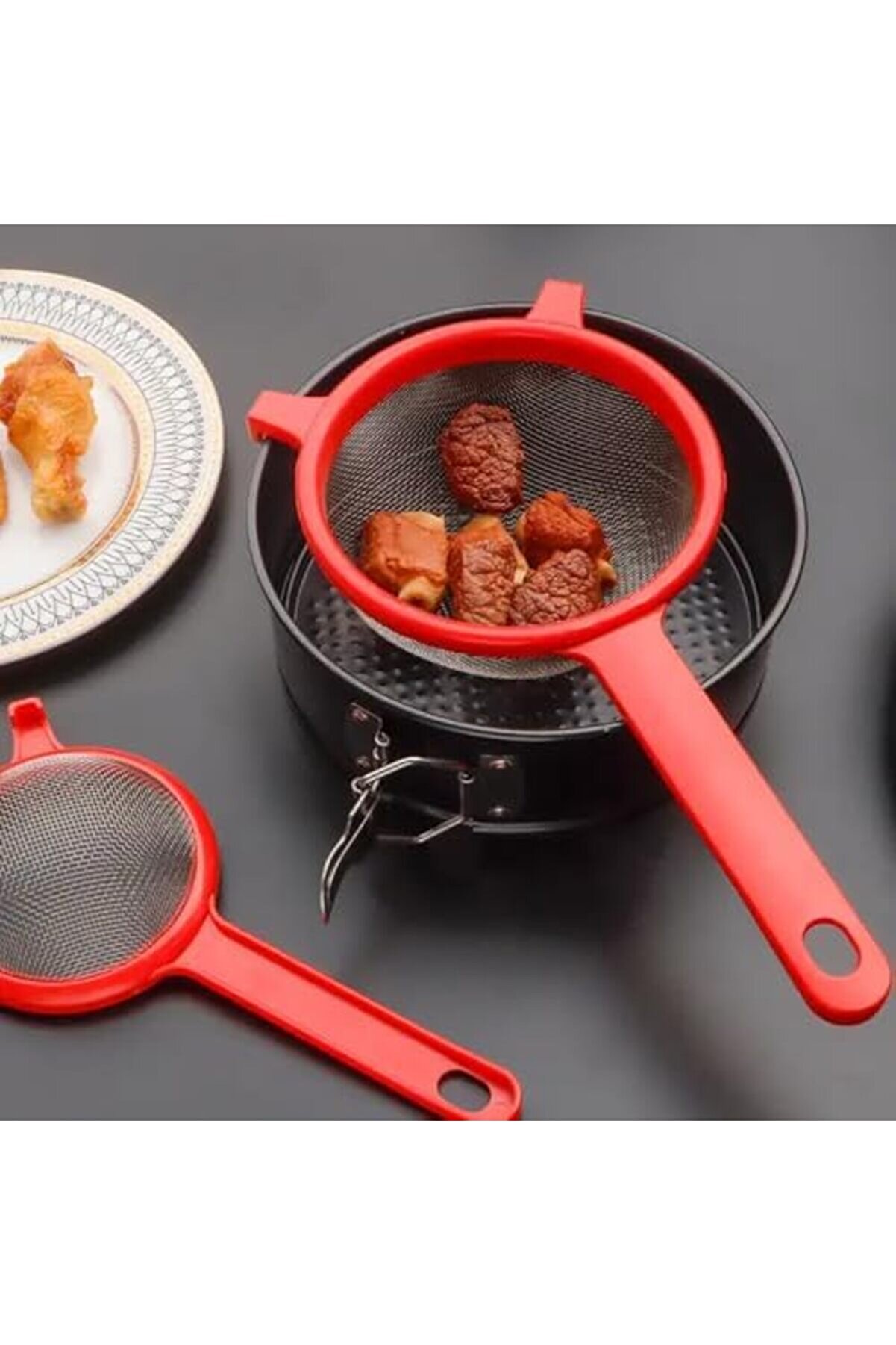 Modashi̇ne Plasti̇k Kasa, Metal İç Süzgeç 3 Farklı Boy (14 Cm) Modascope 1014773