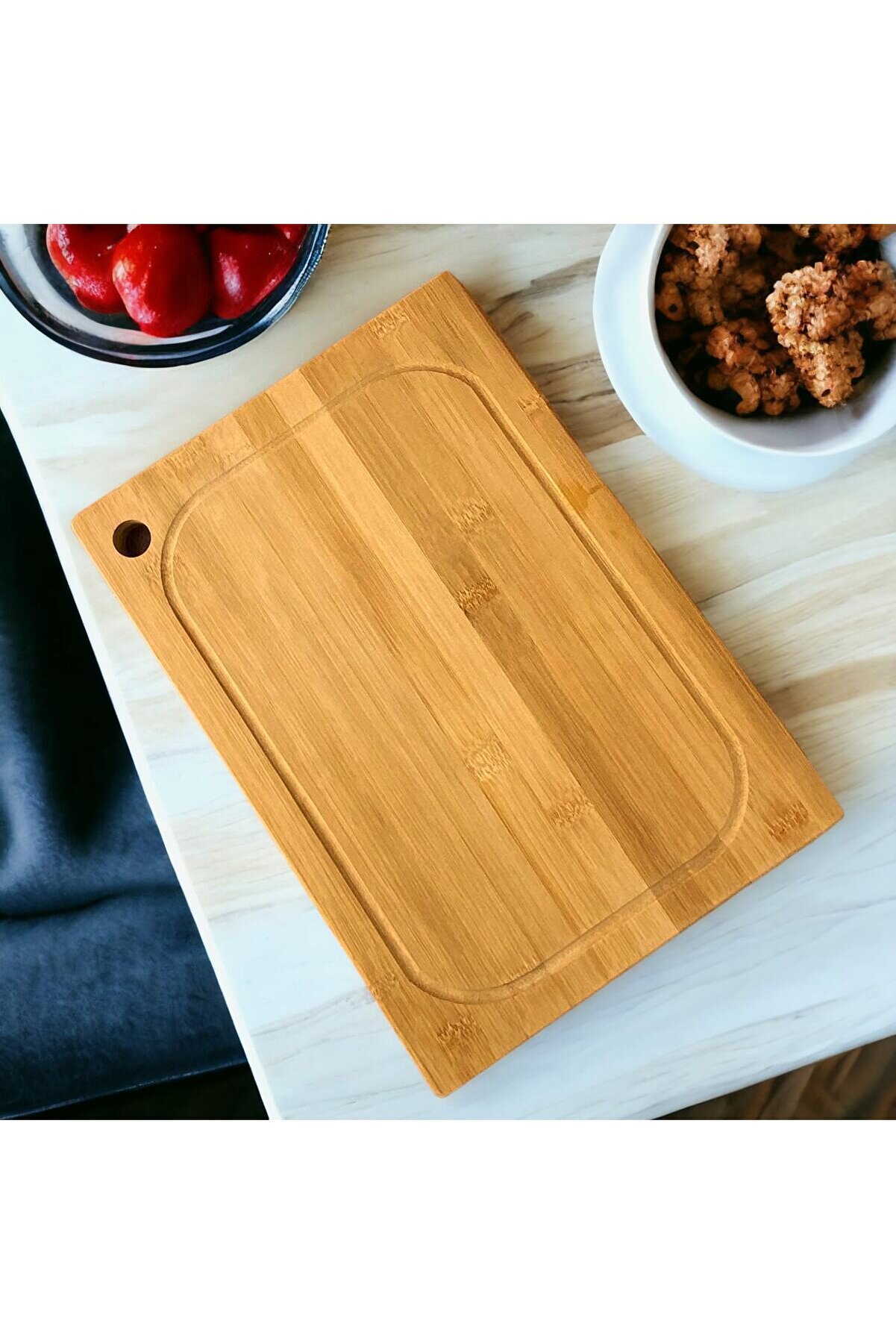 STOREMAX modashine Bambu Kesme Tahtası Antibakteriel Yıkanabilir Doğrama Tahtası Dikdörtgen 32x22 CM Orta Boy