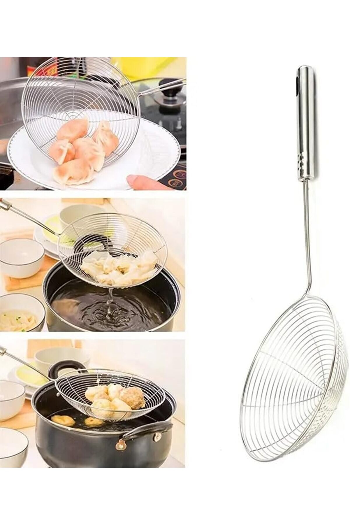 Modashi̇ne Metal Kevgi̇r, Kızartma Haşlama Süzgeci̇ (Orta Boy) Modascope 1014773