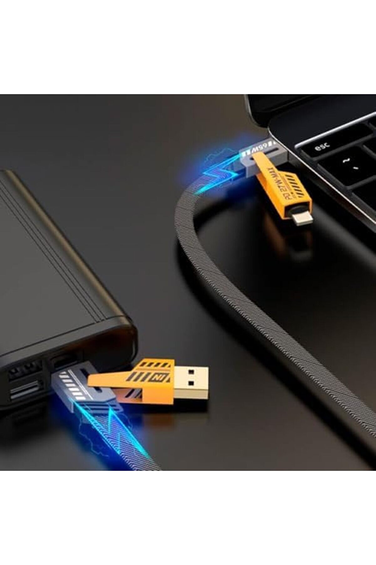 4 İn 1 65/27 W 2 To 2 Flat Wıre Pd Usb Type C İos 4 Lü Hasır Şarj Ve Kablo 1014773