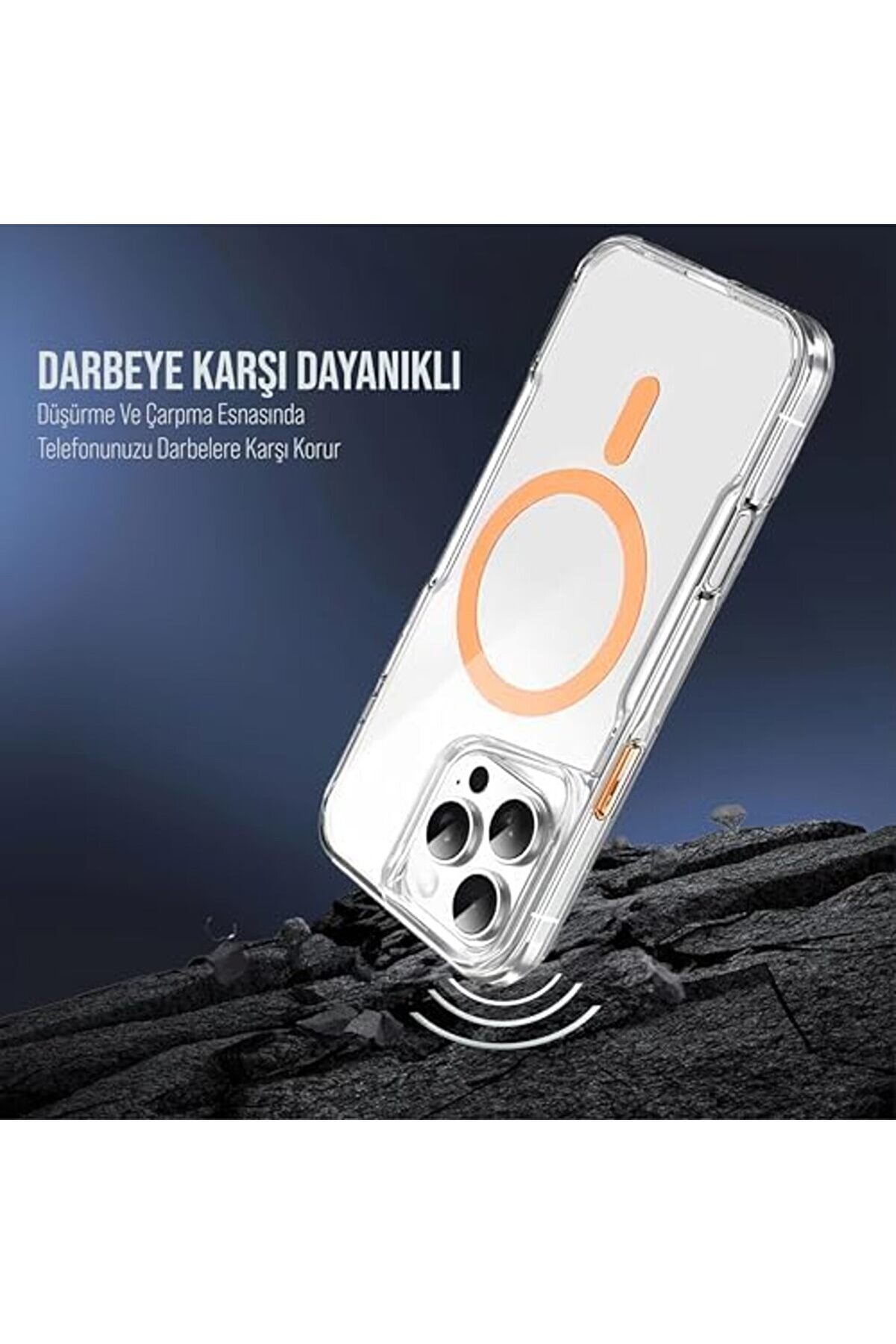 İphone İle Uyumlu Şeffaf Sert Mi̇ka Sararmaz Renkli̇ Magsafe Kılıf (Turuncu, İphone 16 Pro Max) 11757