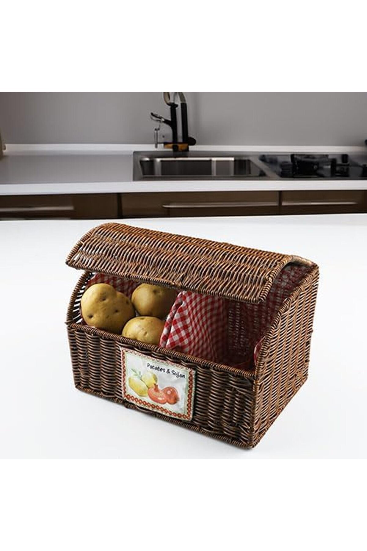 STOREMAX Wicker Serisi Hasır Örme İki Bölmeli Patates/Soğan Sepeti 1014773