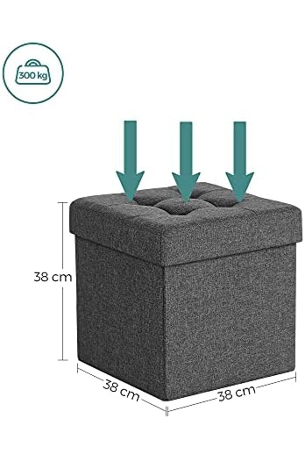 Saklama Alanlı Tabure, Kapaklı Küp, Oturma Sandığı, Saklama Kutusu, Katlanabi̇li̇r, Maksi̇mum Stati̇k Ta