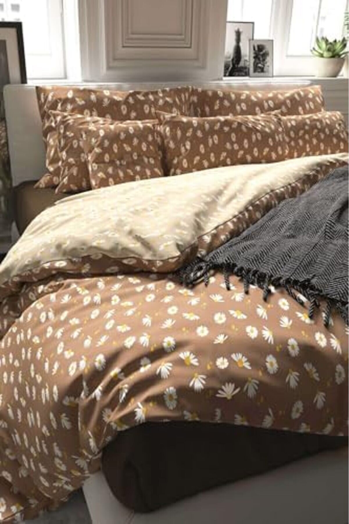 Kahve Çi̇ft Ki̇şi̇li̇k Nevresi̇m Takımı Pamuklu 1014773