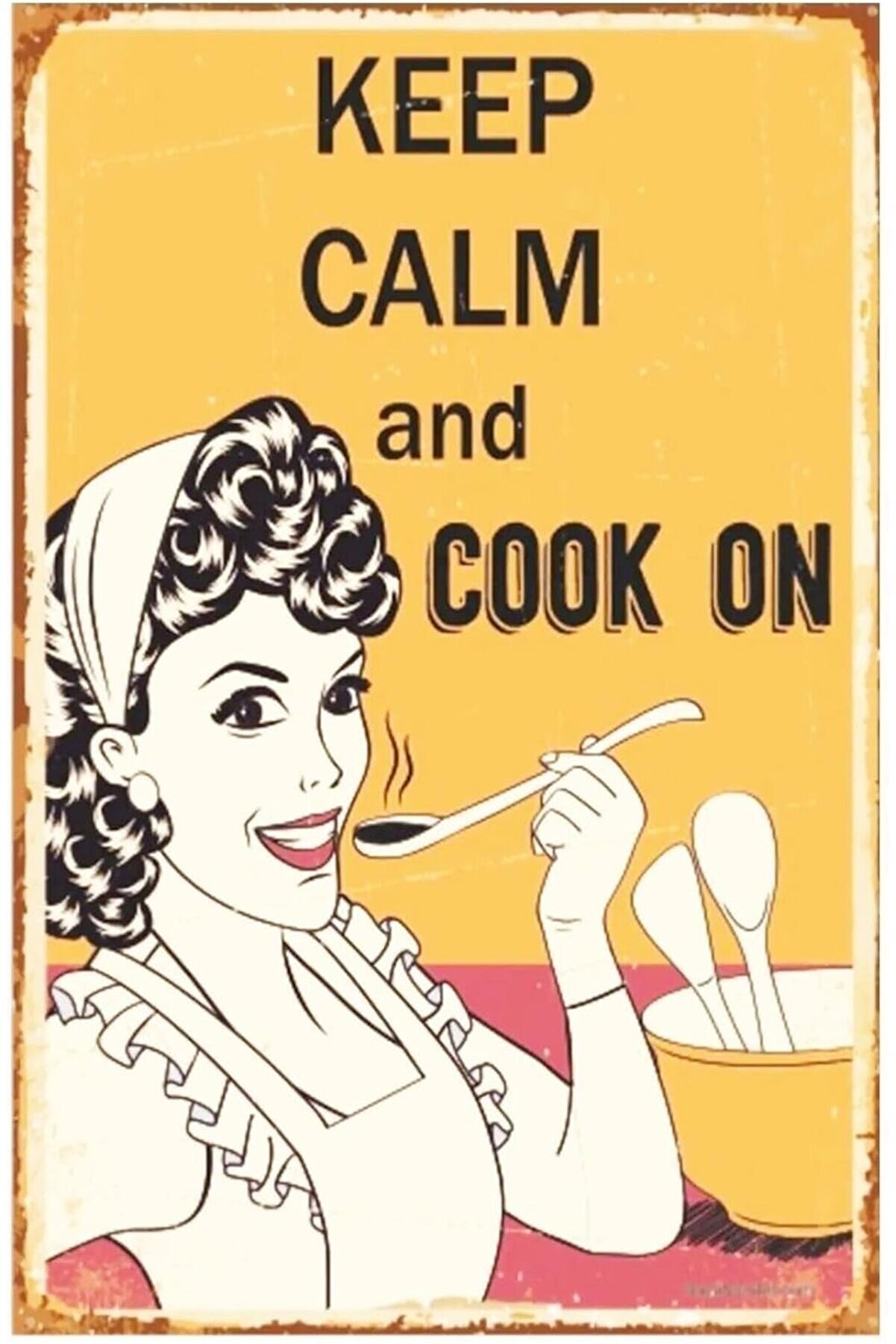 STOREMAX svngsphereshop Kuşe Kağıt Duvar Posteri Keep Calm And Cook On Retro Vintage Drtr0029 svngsphereshop