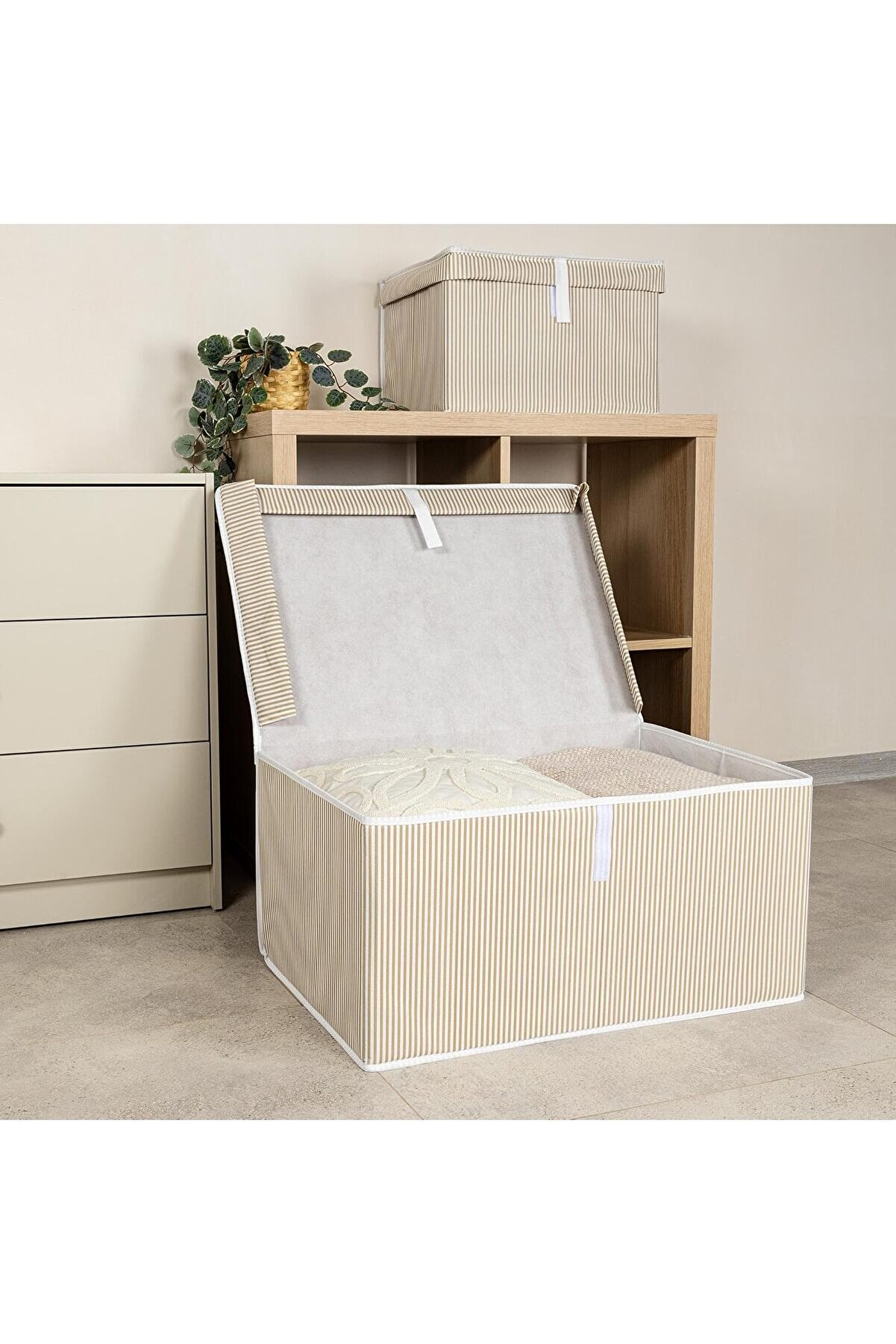 STOREMAX Kapısı Çok Amaçlı Düzenleyici Kapaklı Sandık Tipi Kutu Hurç Organizer (50 x 40 x 30, Kahverengi) 11