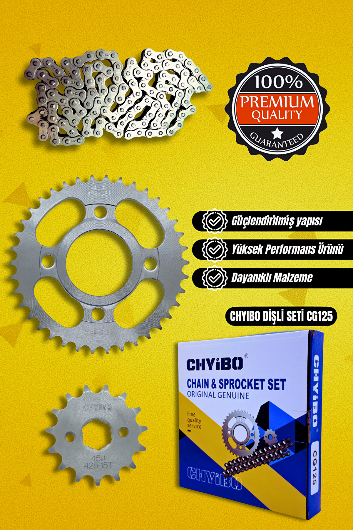 Oem Cg 125 150 200 Zi̇nci̇r Di̇şli̇ Seti̇ Agk-125 15/38/110 Telli̇ Chyi̇bo