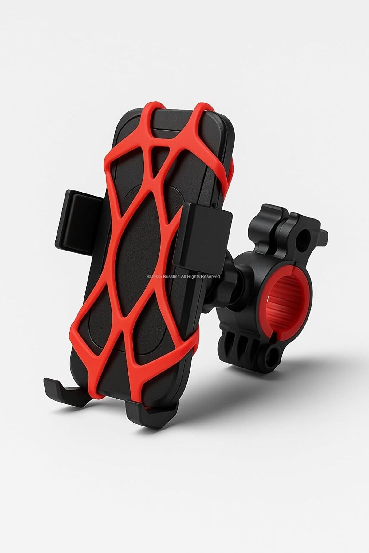 STOREMAX Destekli, Bisiklet Telefon Tutucu, 360° Döner Ayarlı, Titreşim Engelleyici, Silikon Emniyet Kemerli,