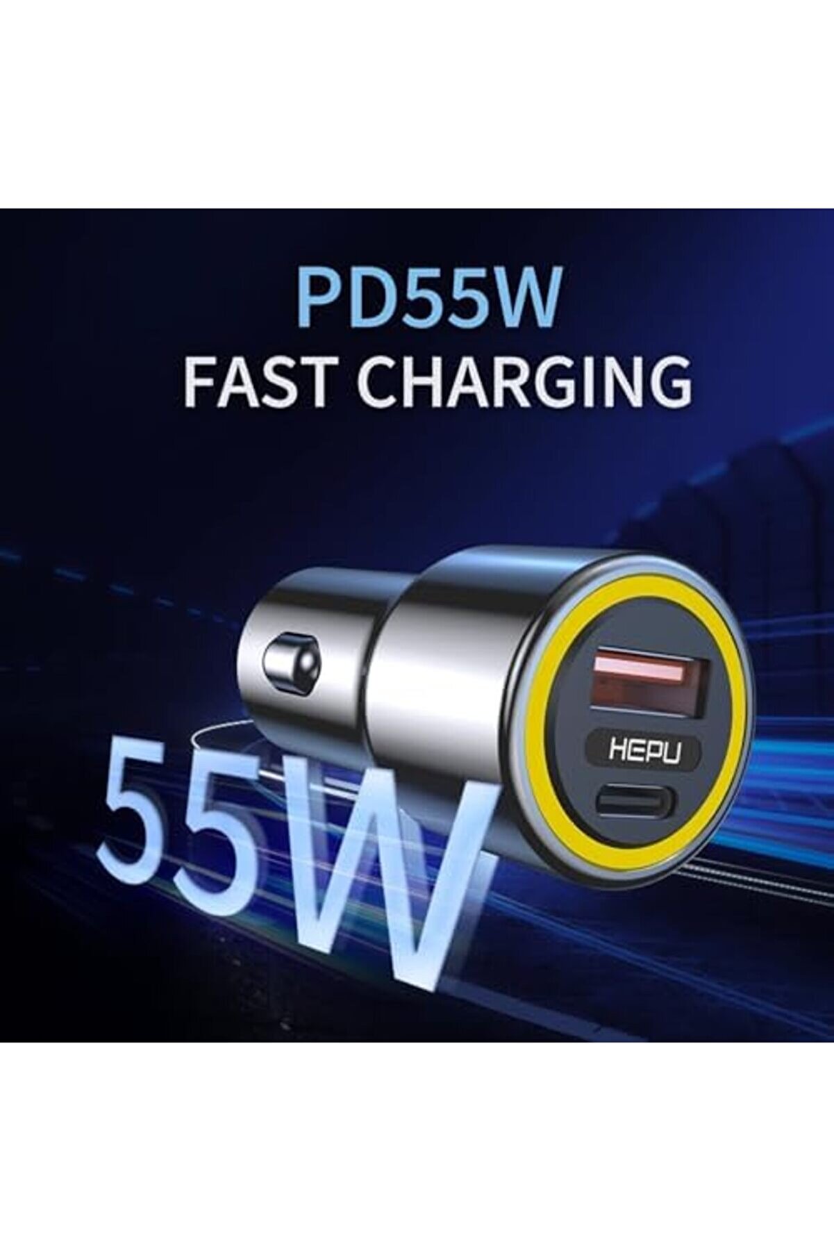 Eli̇zzashop Hp-782 Araç Içi̇ Şarj Ci̇hazı 3.1A Pd 48 Watt Fast Hızlı Şarj Aleti̇ Metal Çakmaklık Şarj Ty