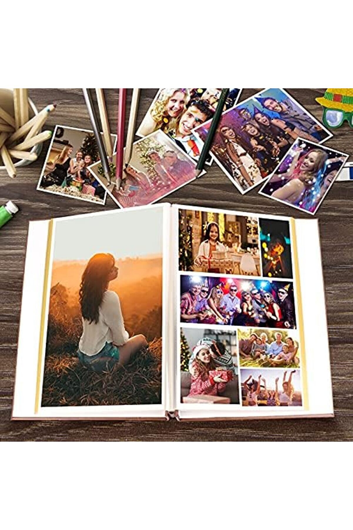 Kendi̇nden Yapışkanlı Sayfa Fotoğraf Albümü, Ki̇tabımız Deri̇ Kapak Kendi̇n Yap Albümleri̇ Düğün Yıldönüm