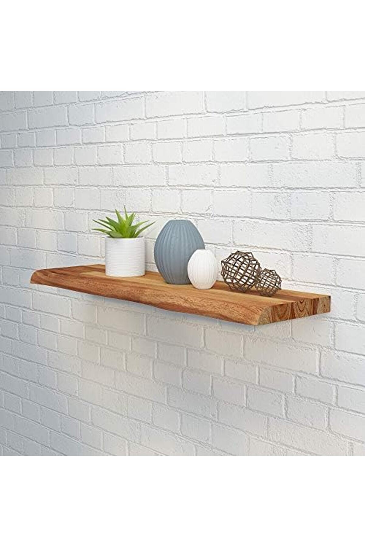 Svngsphereshop Real Wood Yüzer Raf,Duvara Monte,Afloat Raf Fsc Canlı Kenarlı Kama,Akasya Ahşap Asma