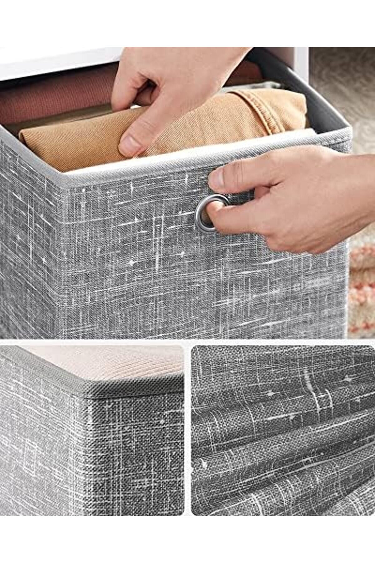 Saklama Kutusu, 6 Lı Set, Saplı Dokusuz Kumaş Düzenleme Kutuları, Kutu Saklama, 26 X 26 X 28 Cm