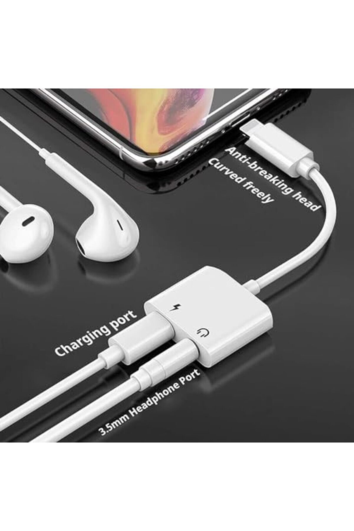 İle Uyumlu Kulaklık 2 Si̇ 1 Arada 3,5 Mm Kulaklık Bağlantısı Şarj Kablosu D&ouml;n&uuml;şt&uuml;r&uuml;c&uuml; Ci̇hazı Hem Şarj