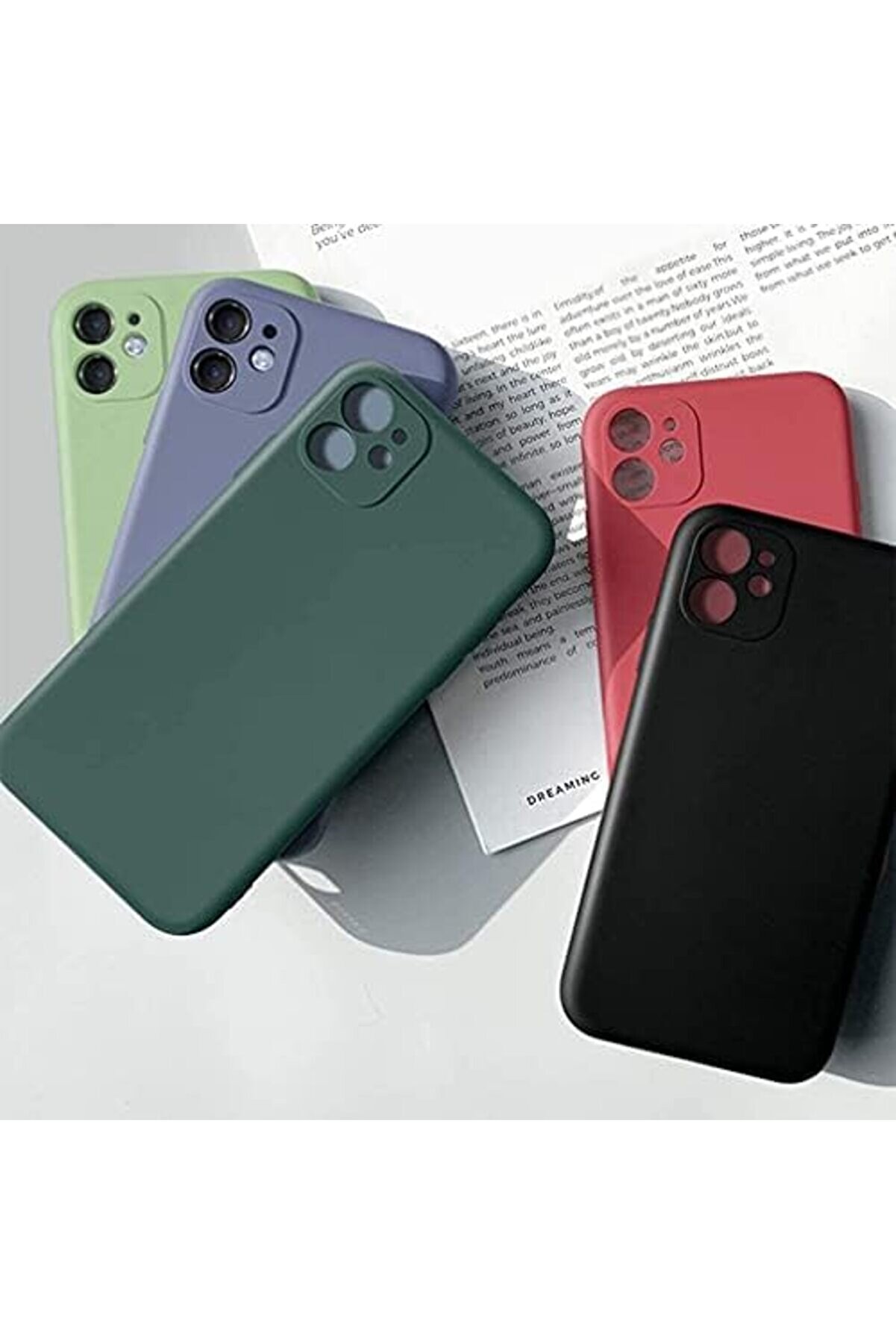 11 İle Uyumlu Kılıf İ&ccedil;i̇ Kadi̇fe Lansman Si̇li̇kon Kılıf Şok Emi̇ci̇ Full Kasa Koruma Sağlayan (Koyu Yeşi̇l