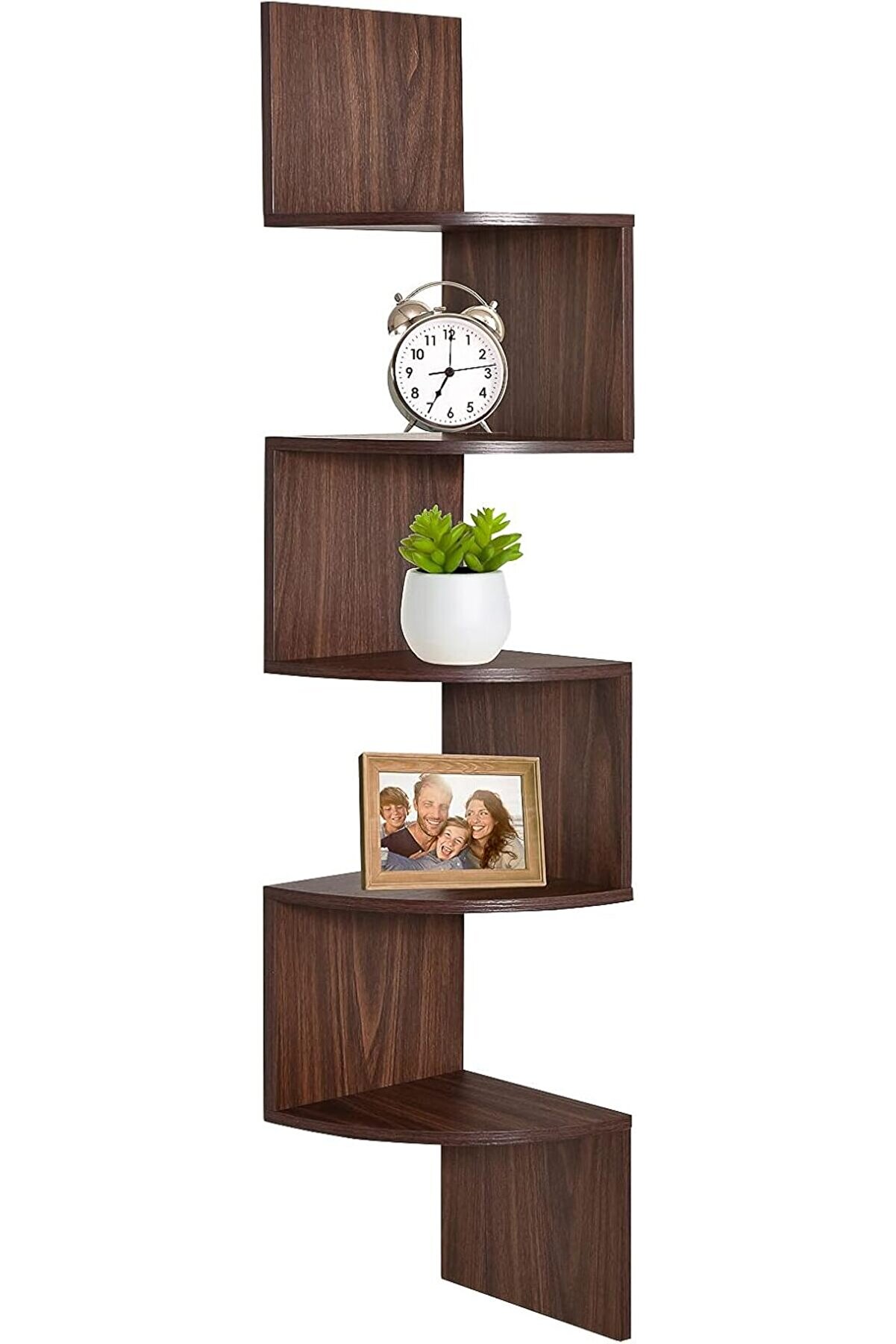 STOREMAX Köşe rafı, 5 katlı, duvar montajı ceviz 1014773