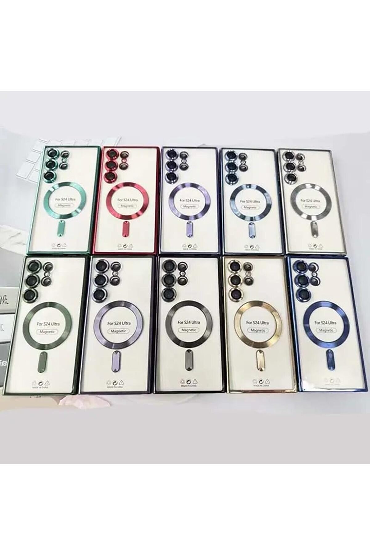 S24 Ultra Kılıf Kamera Lens Korumalı Kablosuz Şarj Destekli̇ Arkası Şeffaf Parlak Kenarlı Kapak Esnek