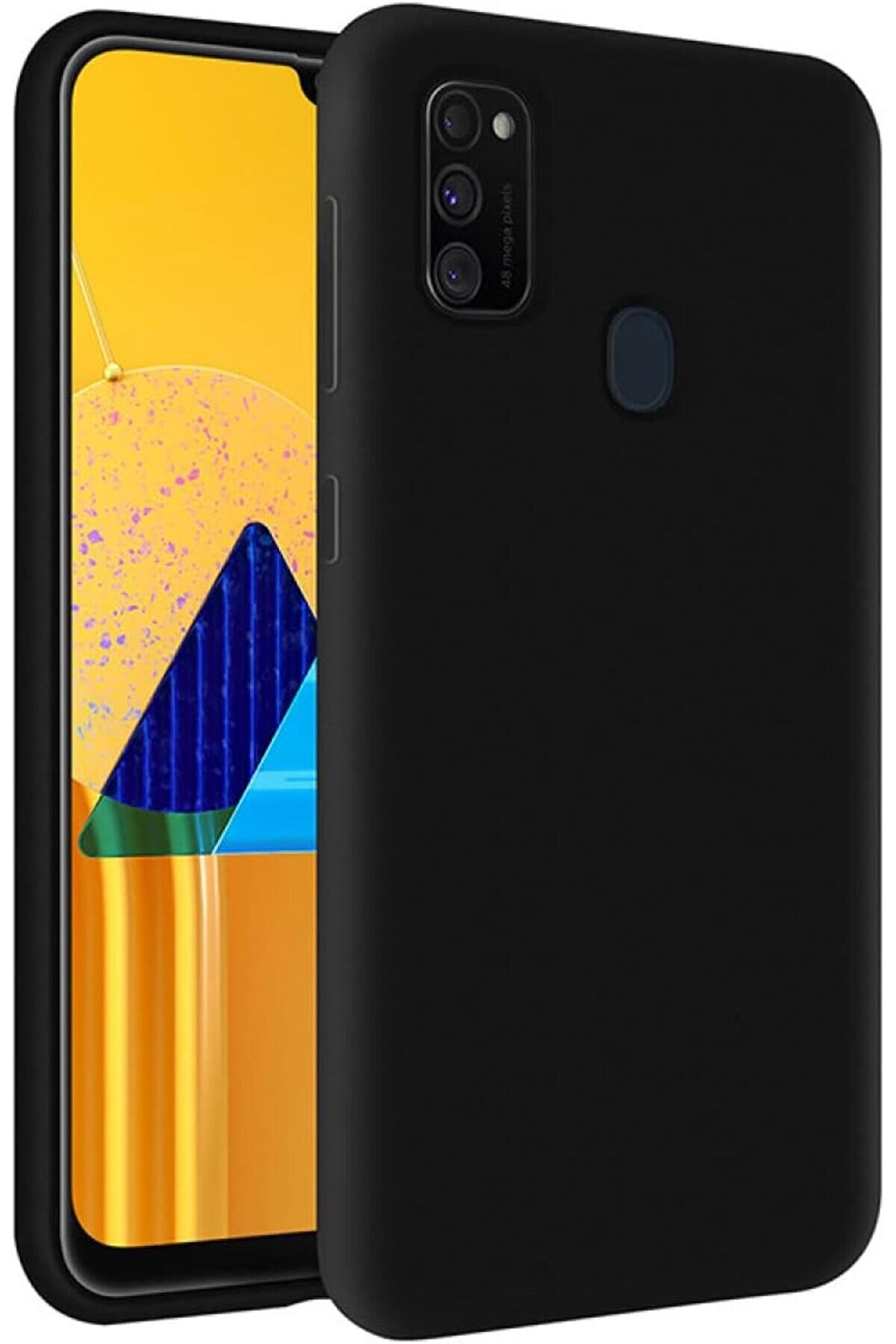 STOREMAX svngsphereshop İletişim M21 ile Uyumlu Kapak I&ccedil;i Kadife Soft Logosuz Lansman Silikon Kılıf - Siyah