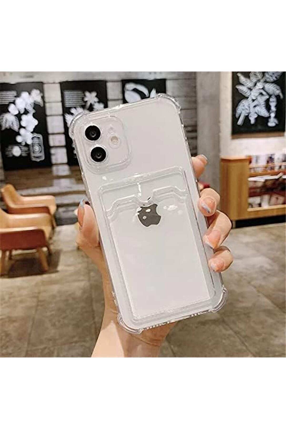 13 Uyumlu L&uuml;x Kartlıklı Şeffaf Telefon Kılıf (Si̇yah) 1014773