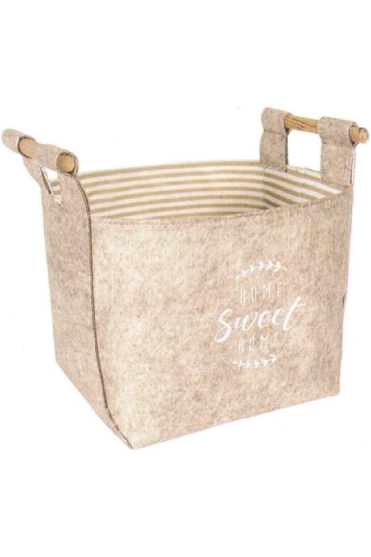 STOREMAX Haus Keçe Tahta Saplı Düzenleyici Sepet - Çok Amaçlı Saklama Organizer Kutu Mini 1014773