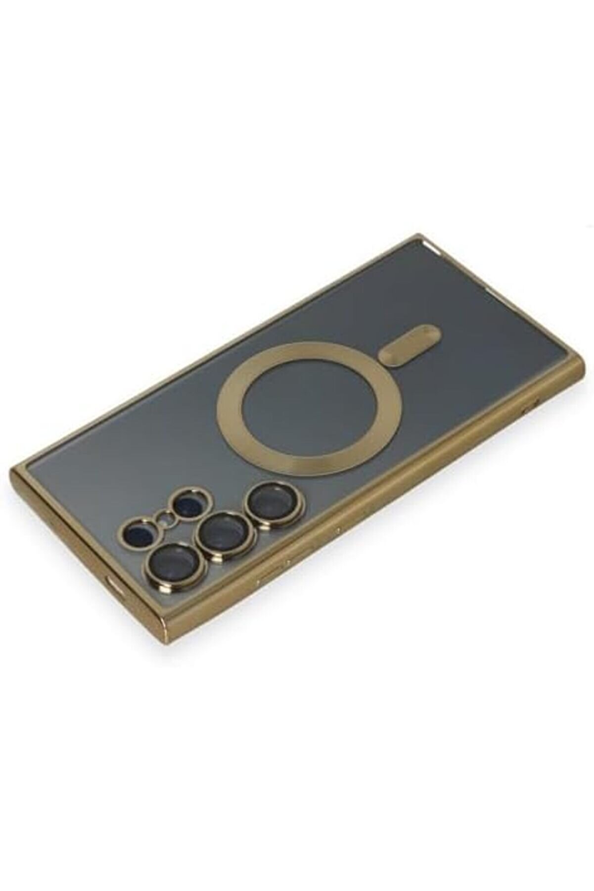 S24 Ultra Kılıf Kamera Lens Korumalı Kablosuz Şarj Destekli̇ Arkası Şeffaf Parlak Kenarlı Kapak Esnek