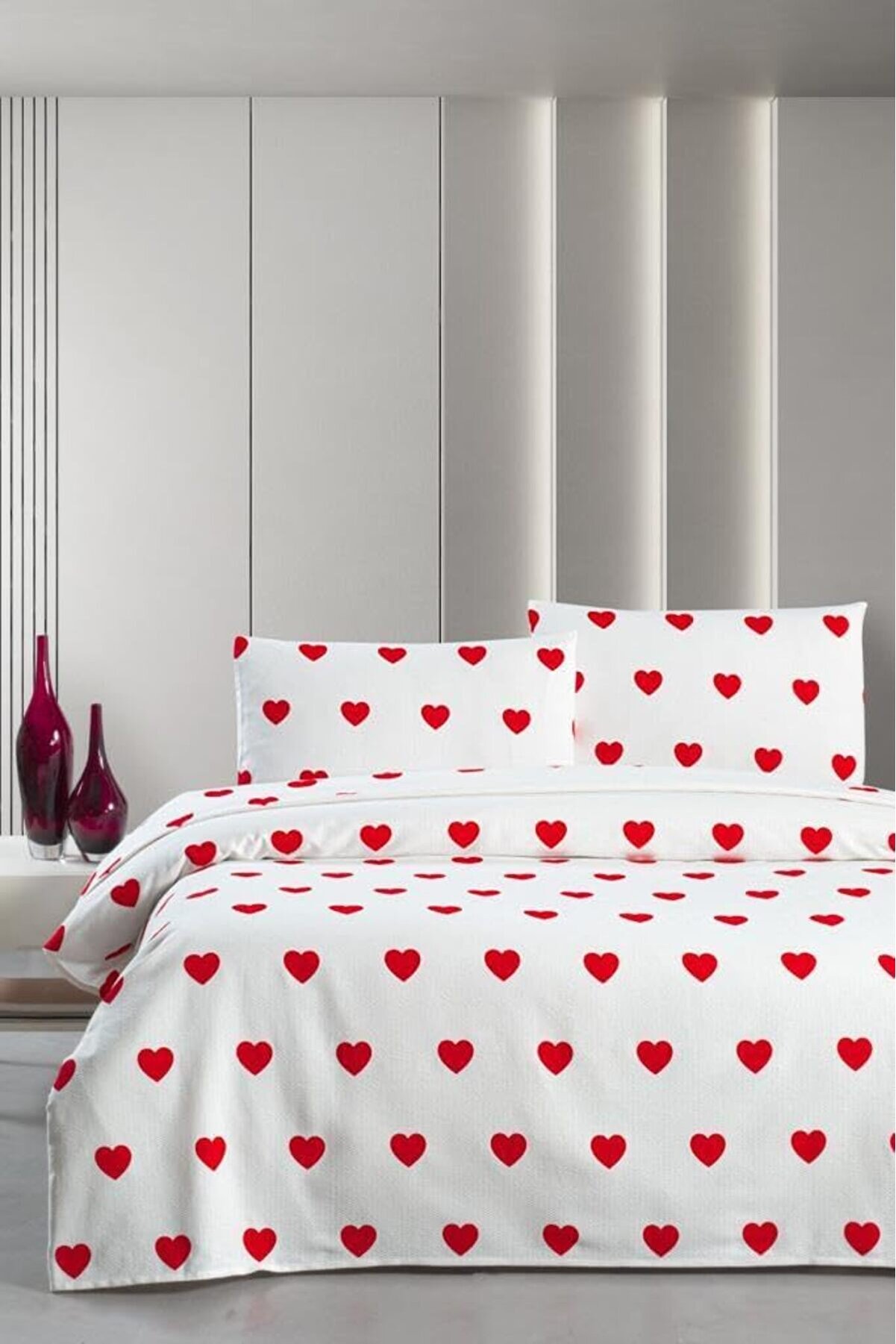 STOREMAX Hamlet Tek Kişilik Çarşafı Pike Yatak Örtüsü 170 x 230 Bordo 1014773