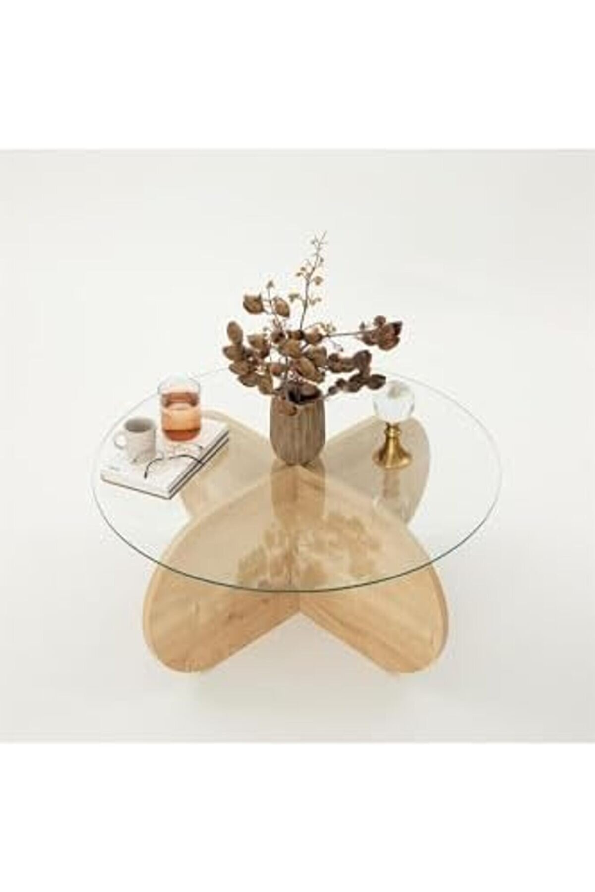 Bubble Cam Sehpa/Safi̇r Meşe & Şeffaf Cam 1014773