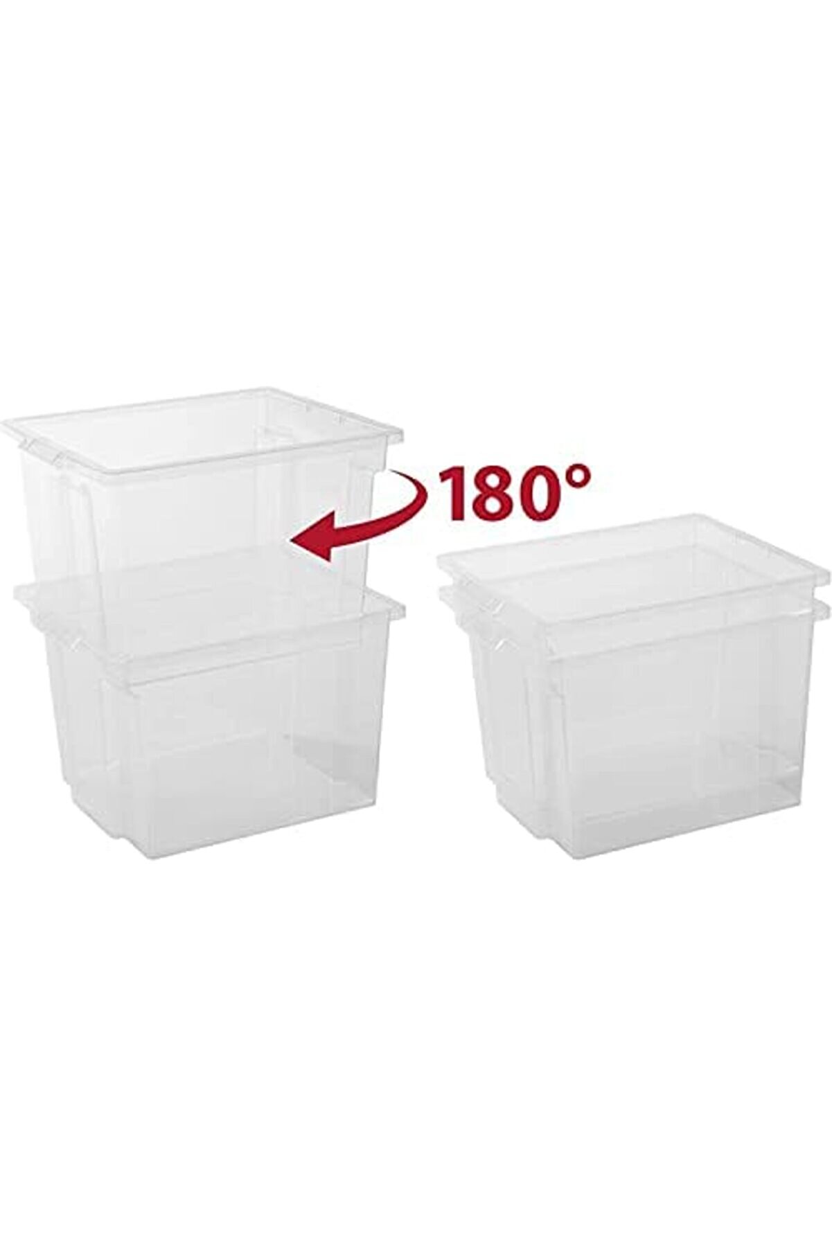 Ohyama Çok Yönlü Saklama Kutuları, 30L, 3 Lü Set, Şeffaf, Mandal, İsti̇flenebi̇li̇r, Şeffaf Plasti̇