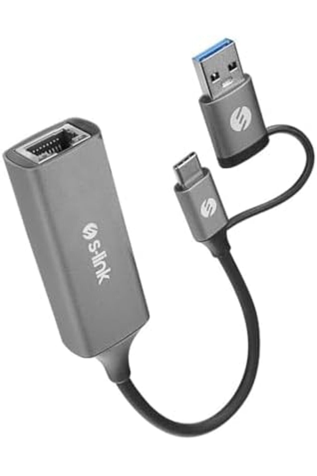 Swv-Usbc029 Gri̇ Metal Type-C + Usb3.0 Çevi̇ri̇ci̇li̇ 10/100/1000Mbps Adaptör, Usb3.0 Ethernet Çevi̇ri̇ci̇,