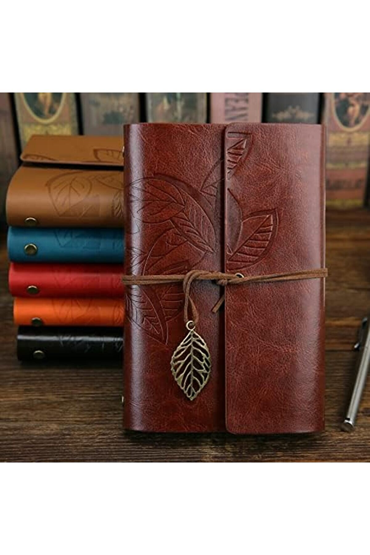 Retro Yapraklı Not Defteri̇, Klasi̇k Pu Deri̇ Kapak, Seyahat Defteri̇, Trl Journal, Günlük, Seyahat Günl