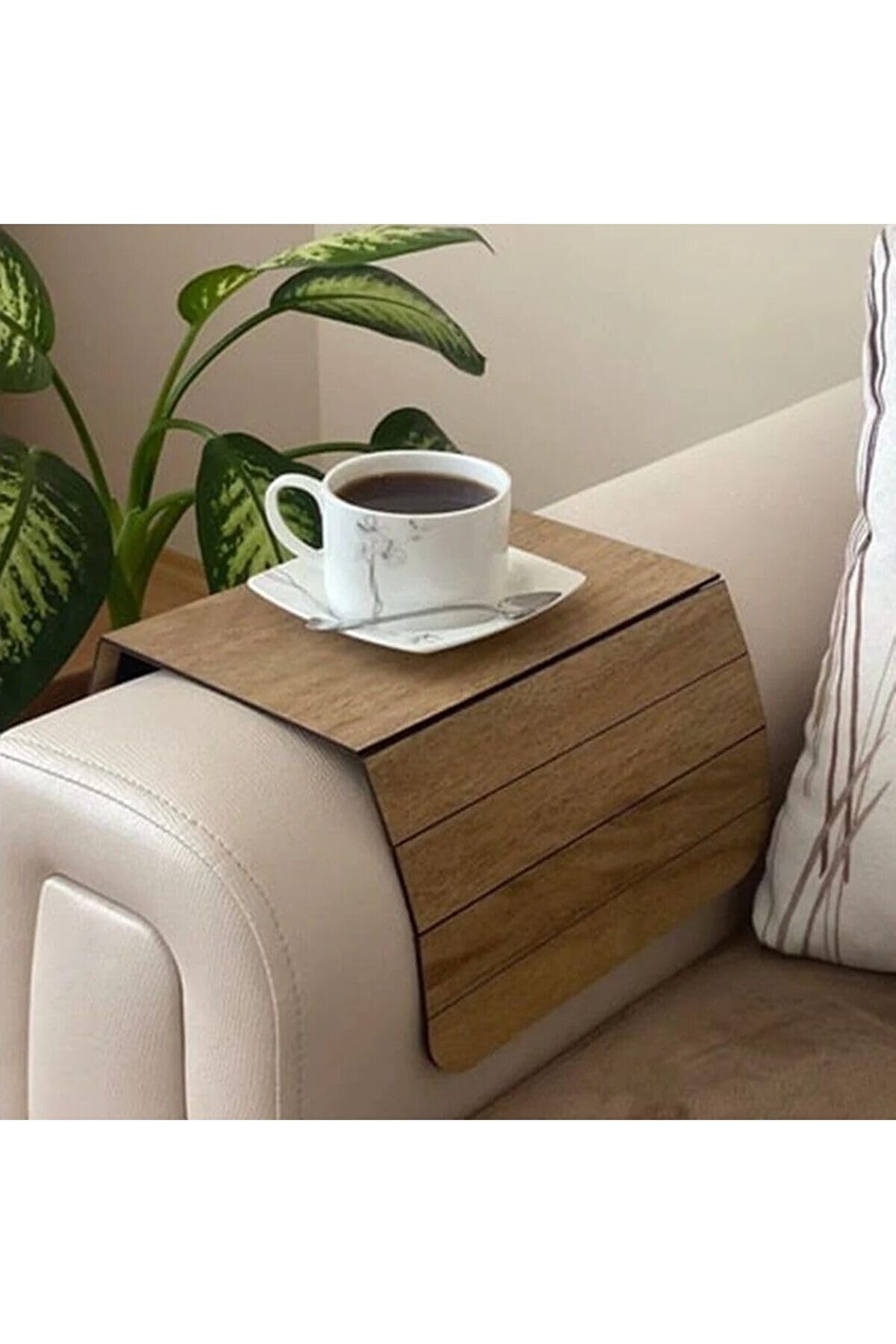 STOREMAX Ayarlanabilir Portatif Koltuk Kenar Ahşabı Yan Sehpa Koltuk Tepsisi Kolçak Sehpası 1014773