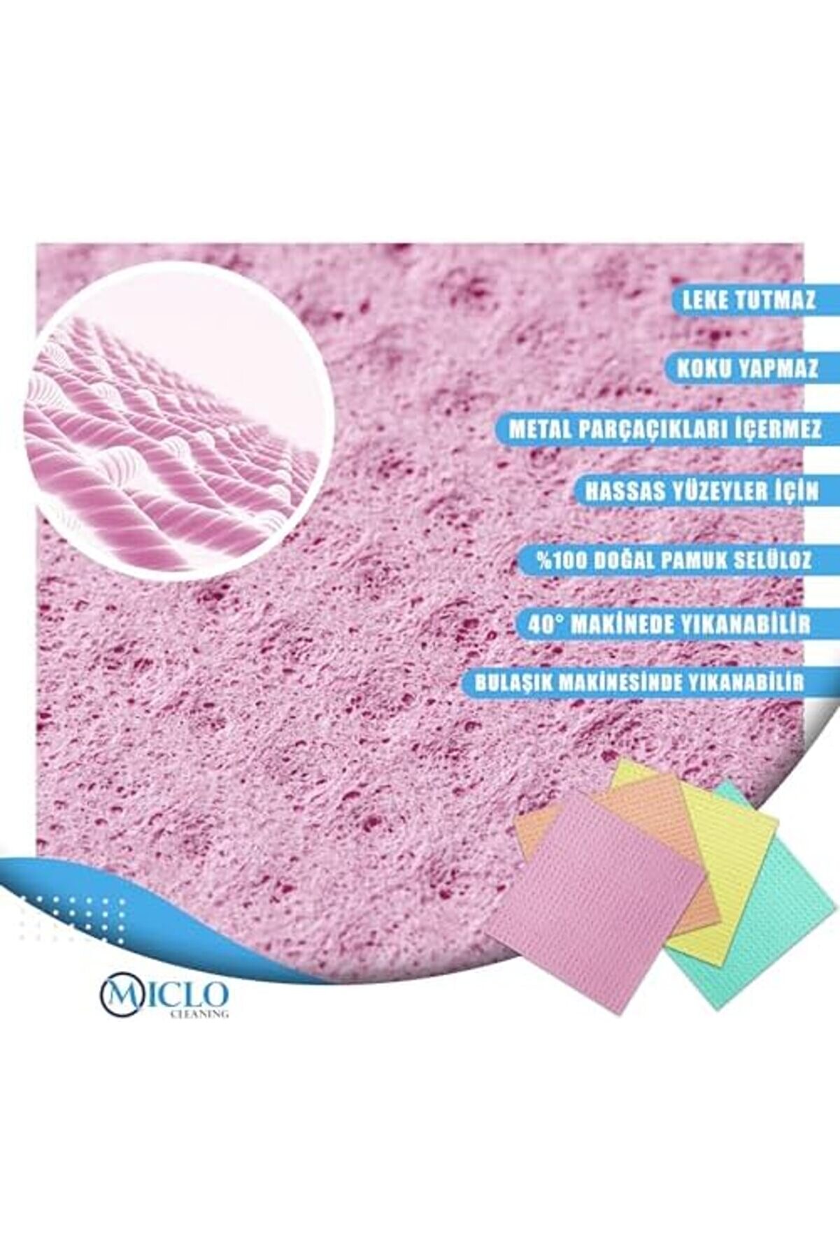 Cleanıng | Mutfak Bezi̇, İsveç Bulaşık Bezi̇, Sünger Bez |%100 Pamuk Selüloz | Bi̇yobozunur | X4 Adet