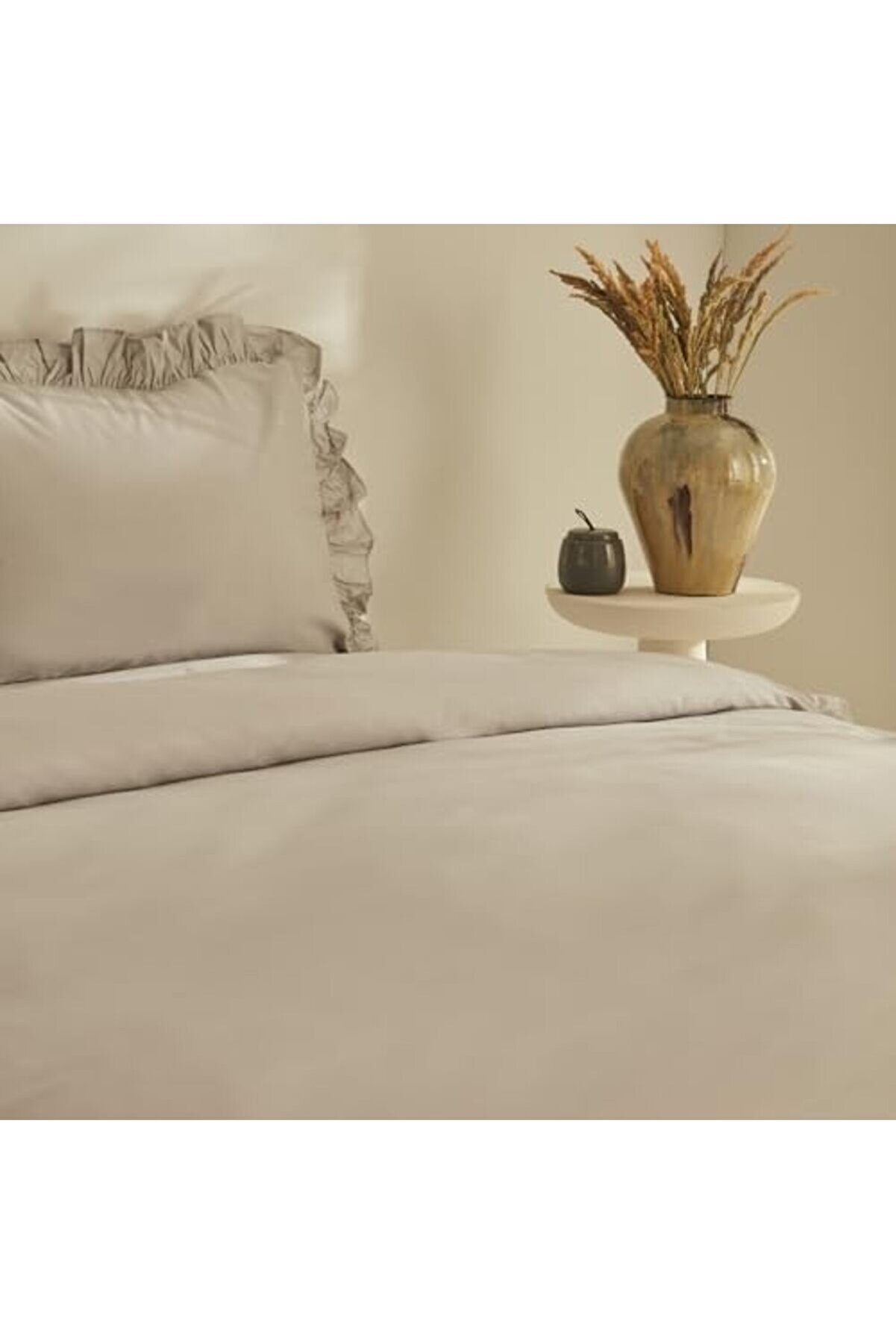 Pure Ruffle%100 Pamuk Çi̇ft Ki̇şi̇li̇k Nevresi̇m Takımı Açık Gri̇ 1014773