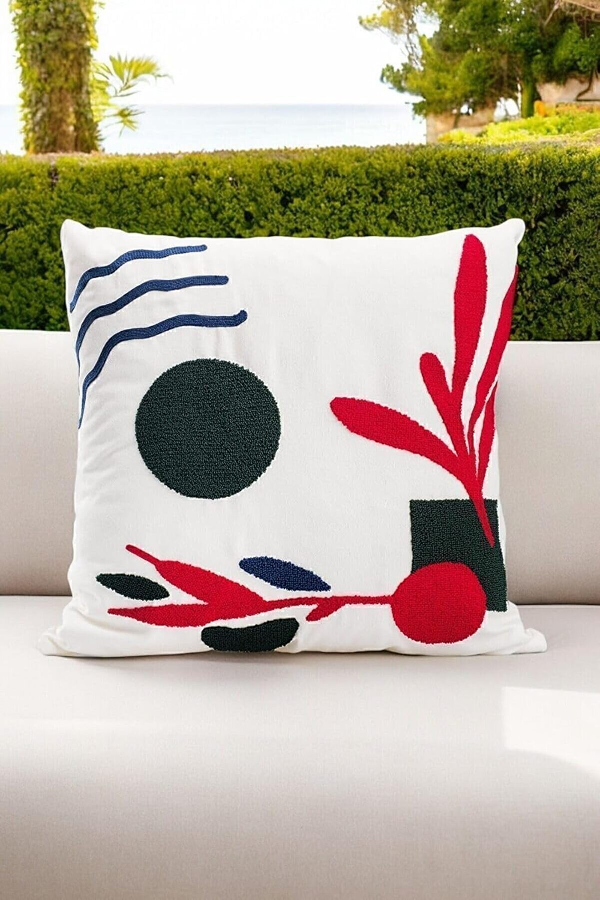STOREMAX elizzashop Bohem 45X45 Özel Tasarım Punch Panç Süzene Desen Dekoratif Kırlent Kılıfı Modern Beyaz 60