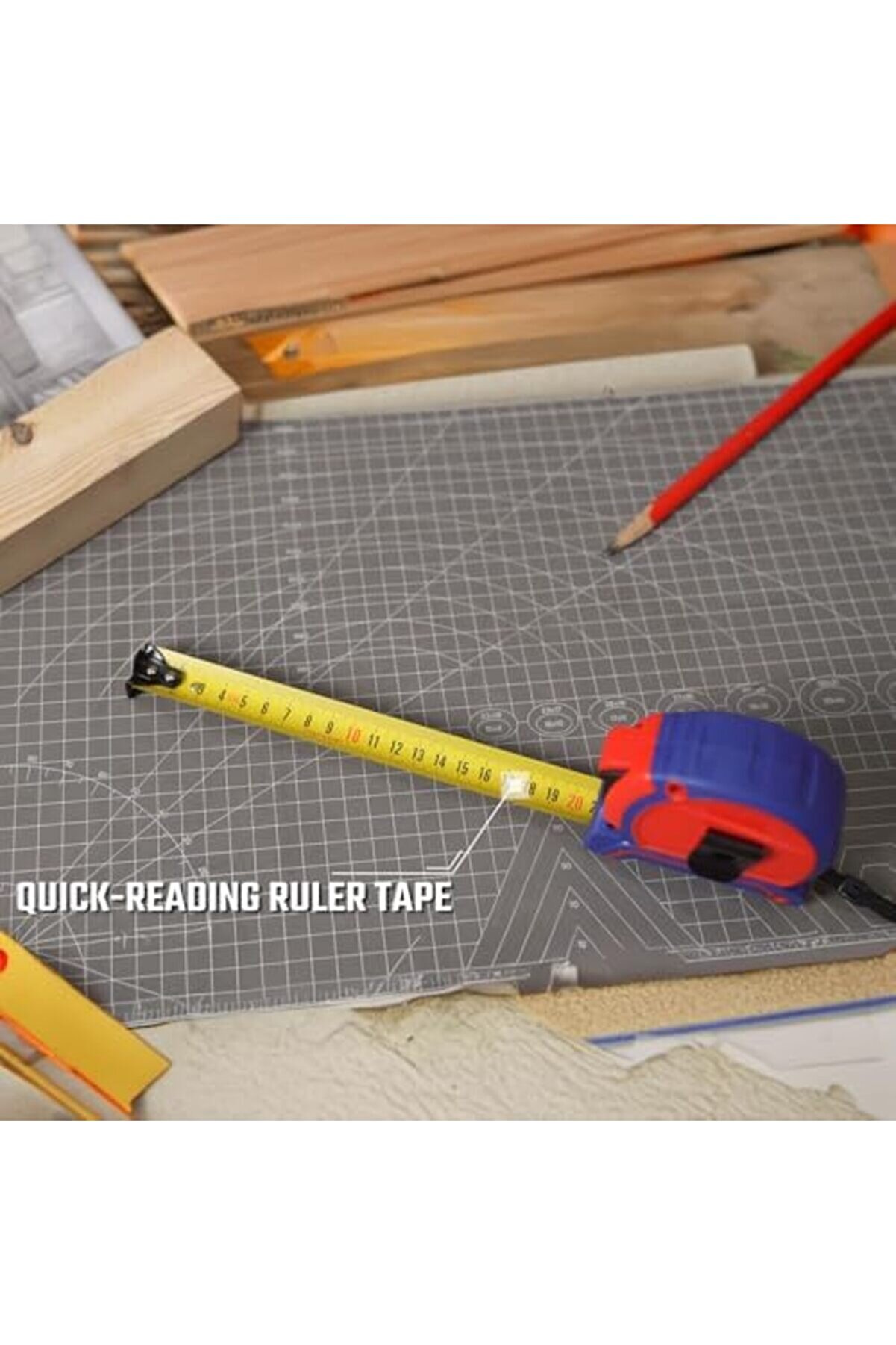 Wp261044 8Mx25Mm Naylon Kaplama Sarı &Ccedil;i̇ft Taraflı Manyeti̇k &Ccedil;eli̇k Şeri̇t Metre 1175713