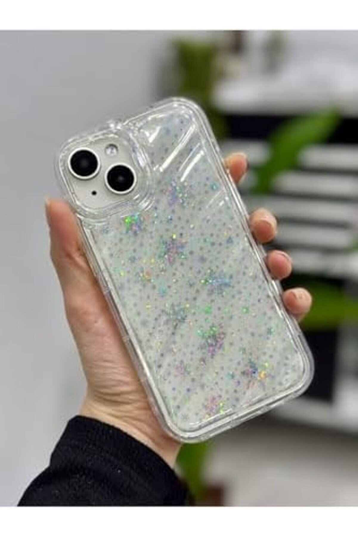 Svngsphereshop Aksesuar Iphone 13 14 Ve 15 İle Uyumlu 3D Kabartmalı Snow Hologram Şeffaf Si̇li̇kon Kıl