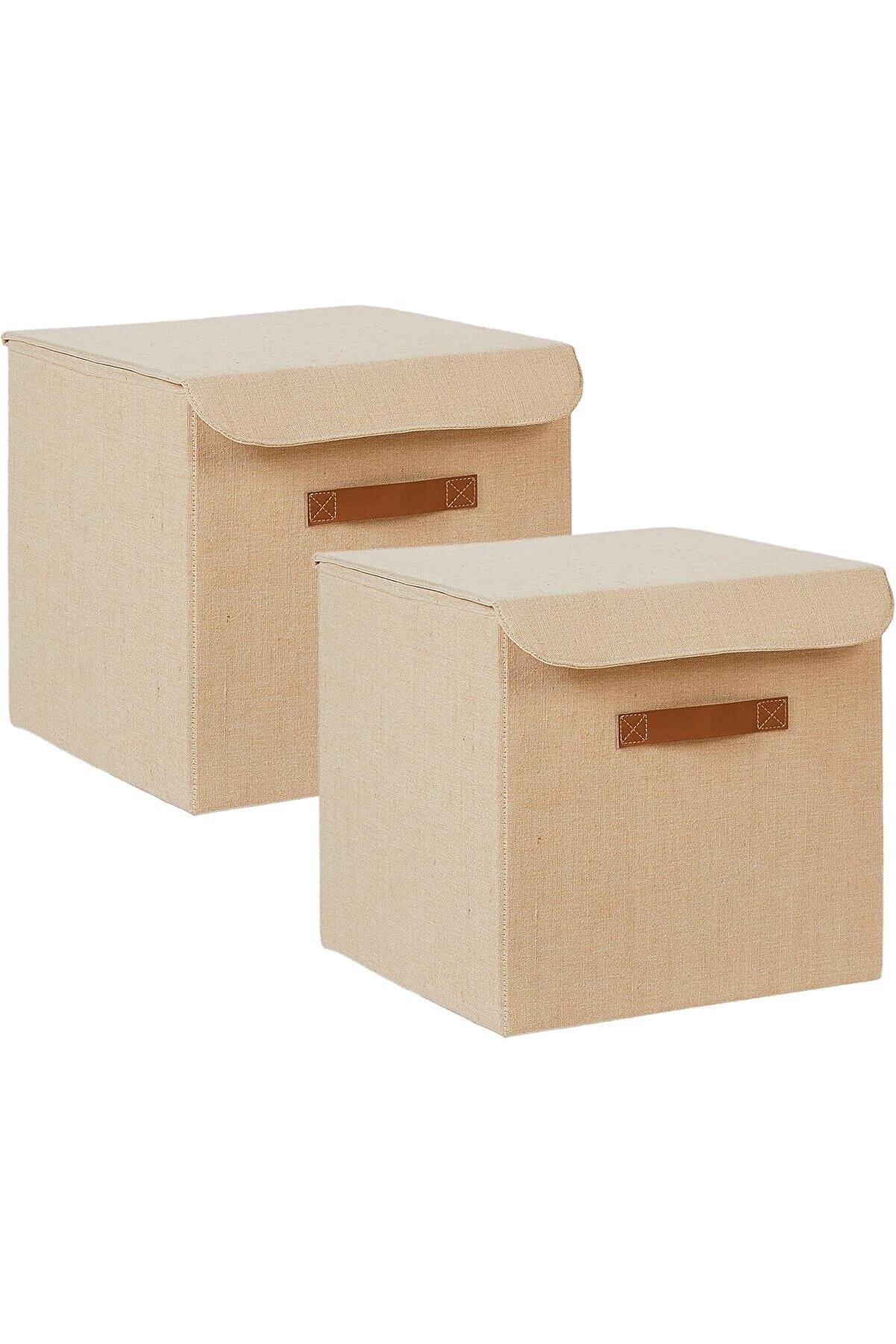 STOREMAX elizzashop Home Textile 2'li Jüt Keten Kumaş Kutu Set 30 x 30 x 30 cm elizzashop 1174223