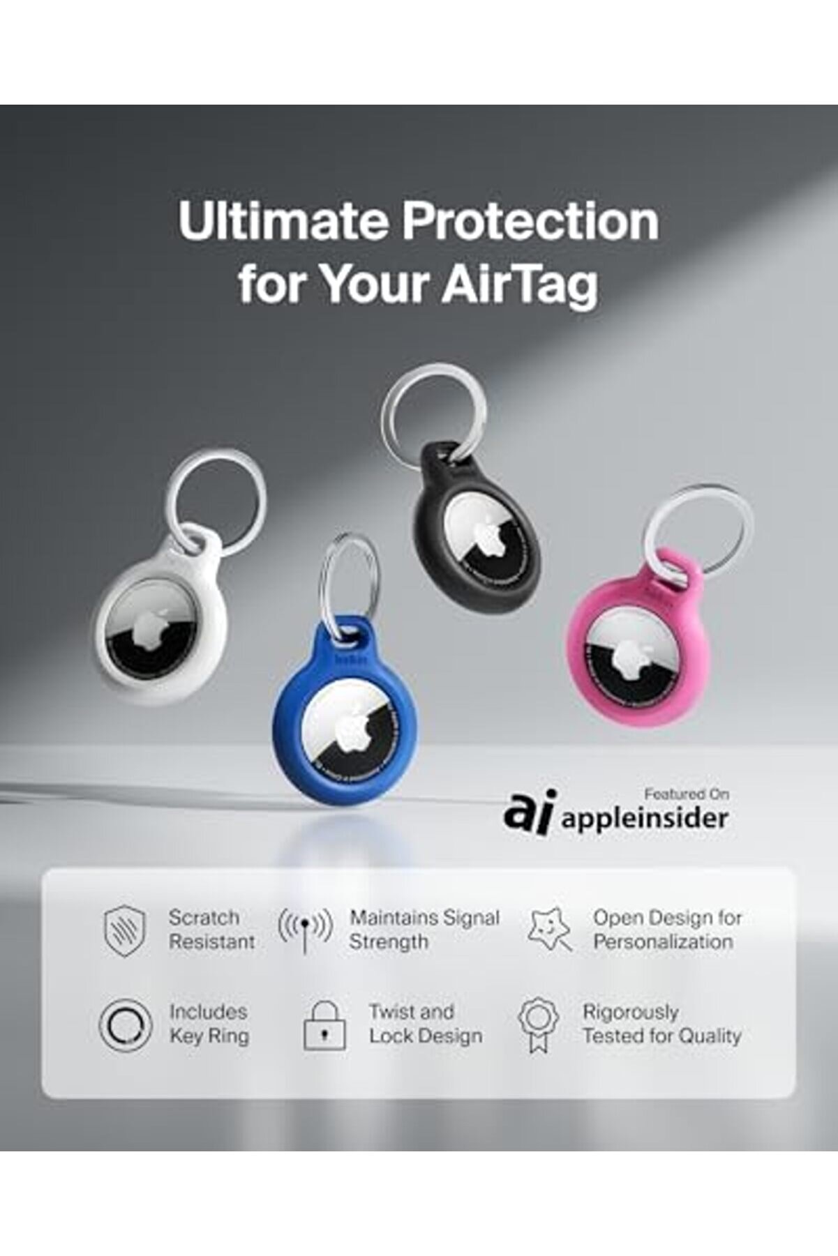 Anahtarlık Kılıfı (Ai̇r Tag İçi̇n Güvenli̇ Tutucu Kılıf, Çi̇zi̇lmeye Karşı Korumalı Aksesuar), 2 Li̇