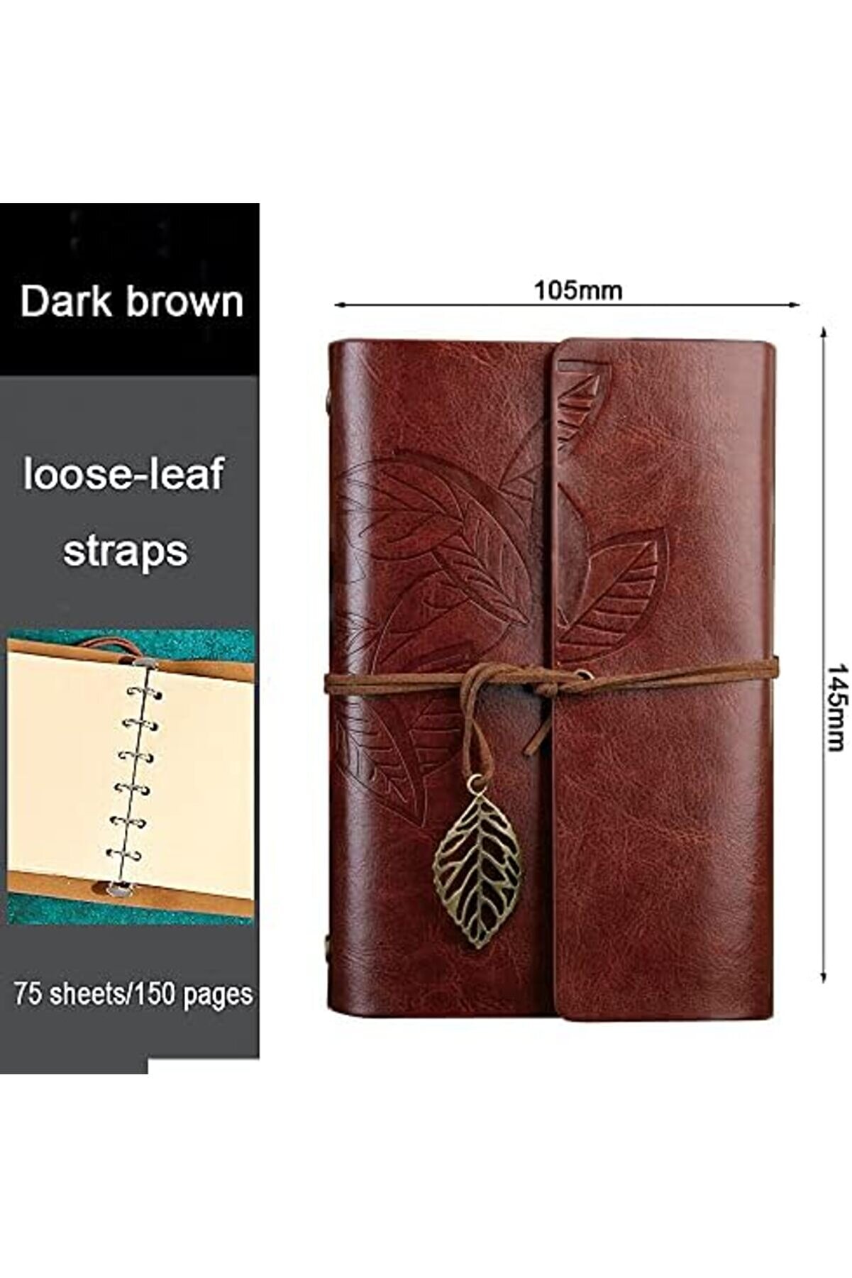 Retro Yapraklı Not Defteri̇, Klasi̇k Pu Deri̇ Kapak, Seyahat Defteri̇, Trl Journal, Günlük, Seyahat Günl