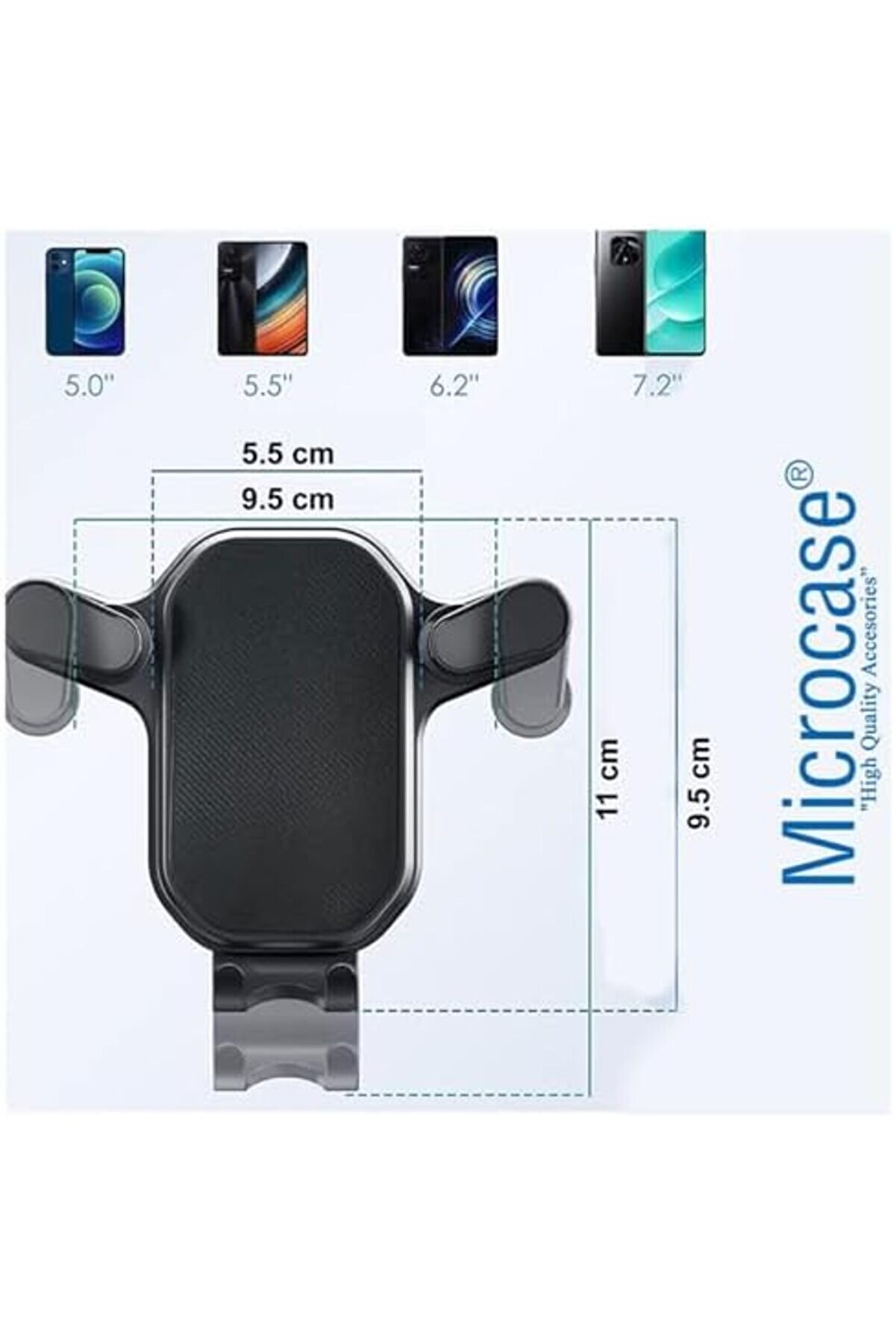 360 Derece Dönebi̇li̇r Araç İçi̇ Izgaralıktan Otomati̇k Kavramalı Metal Kelepçeli̇ Telefon Tutucu - Al373
