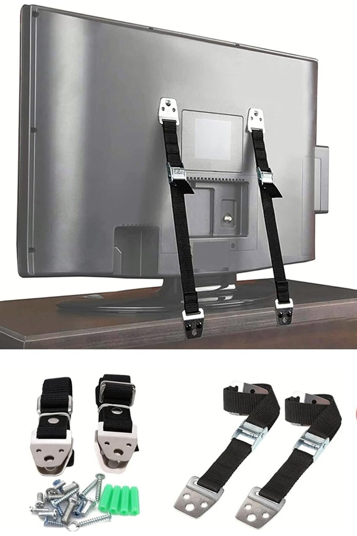 Shpsell Led Tv Askısı Dolap B&uuml;fe Ki̇taplık Sabi̇tleme Bebek &Ccedil;o&ccedil;uk Koruma Deprem Kemeri̇ (1 Takım 2 Keme