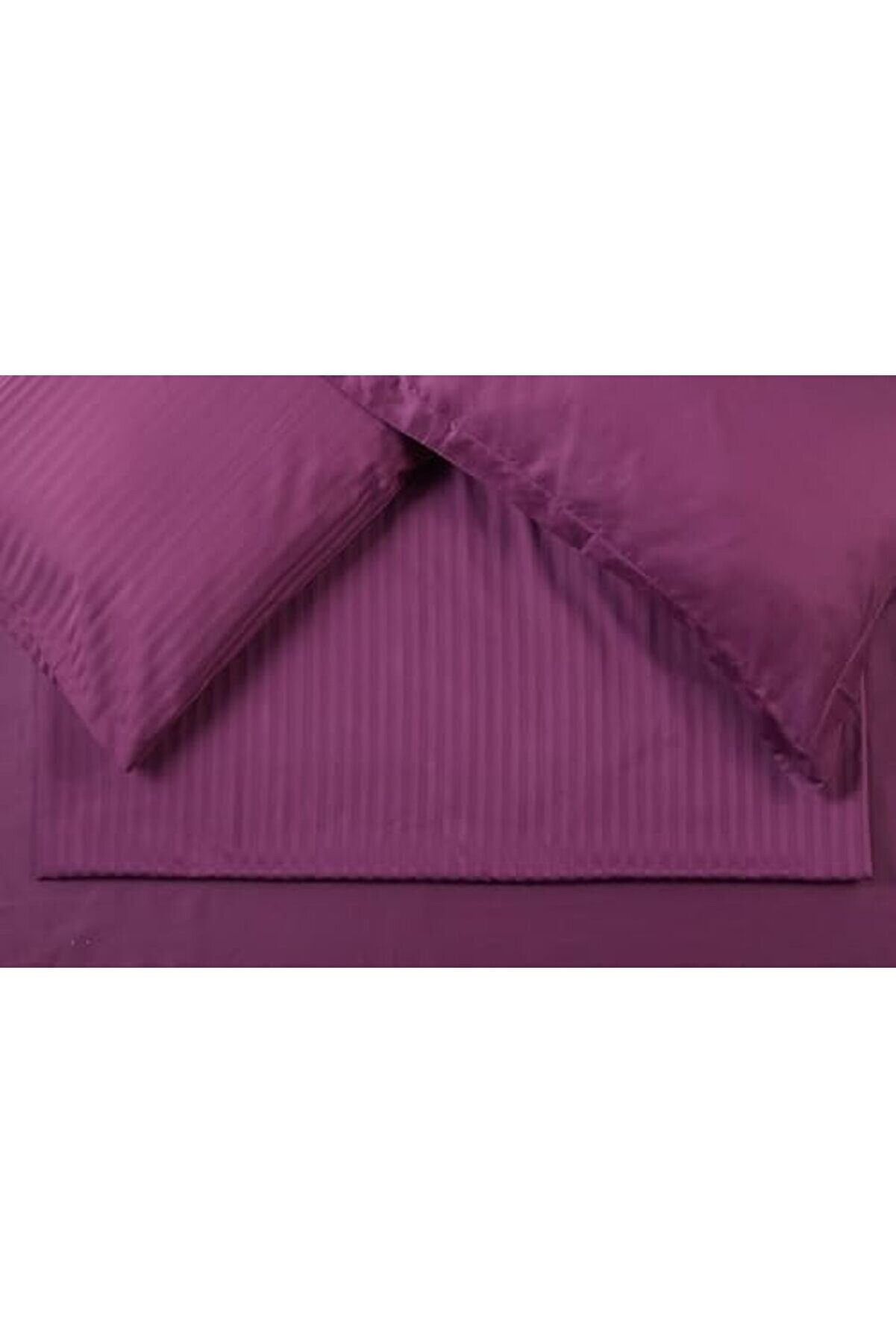 Basi̇c Stri̇pe Düz%100 Pamuk Nevresi̇m Takımı, Mürdüm, Çi̇ft Ki̇şi̇li̇k 1014773