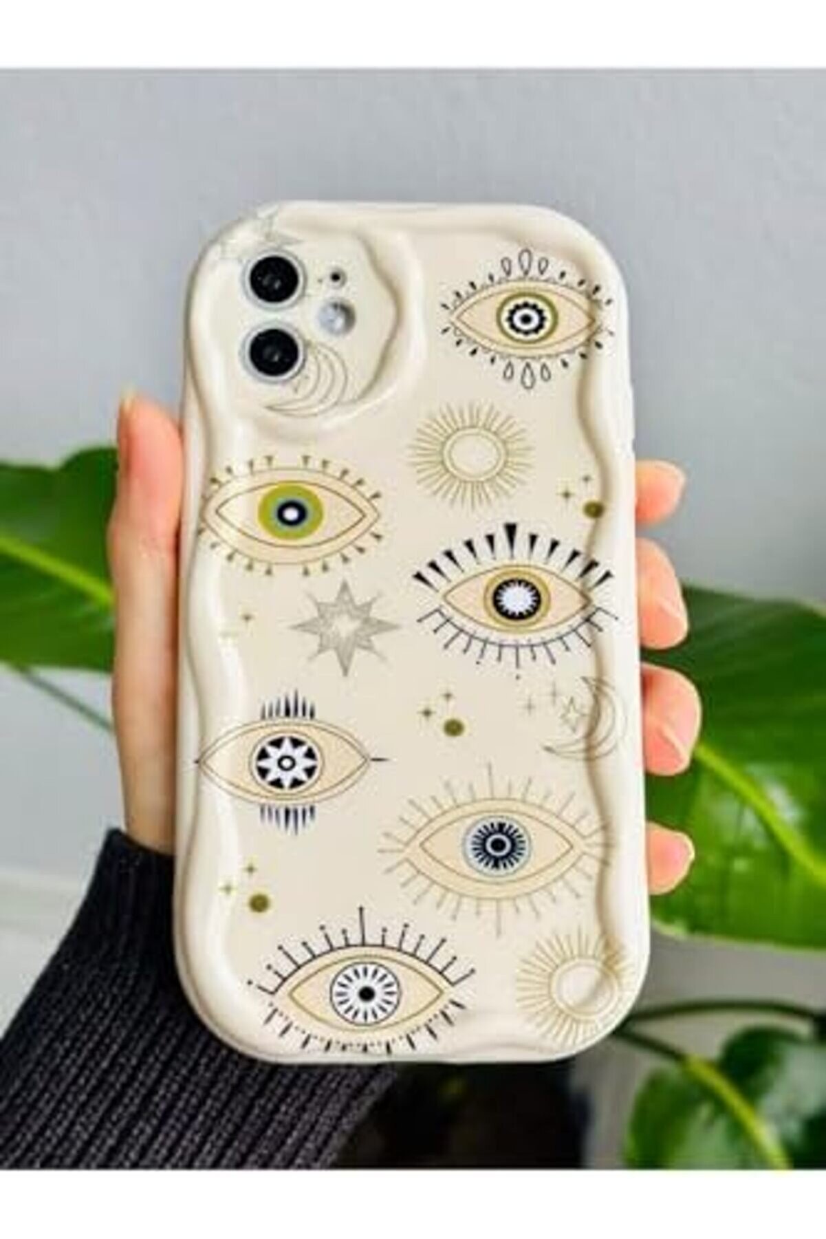 Aksesuar Iphone 11 İle Uyumlu Kenarı Dalgalı Nazar Baskı Tasarımlı Yumuşak Si̇li̇kon Kılıf 1175713