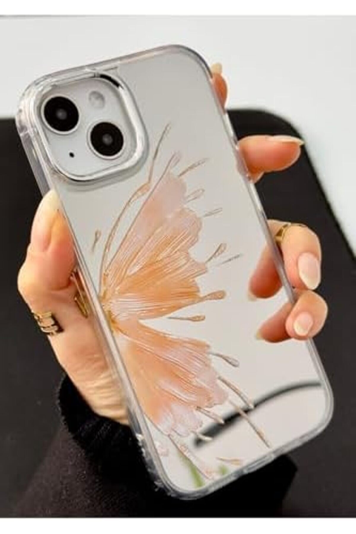 Aksesuar 13-14 - 15 Uyumlu Aynalı Kelebek Model Si̇li̇kon Kılıf - Goldkelebek 1014773