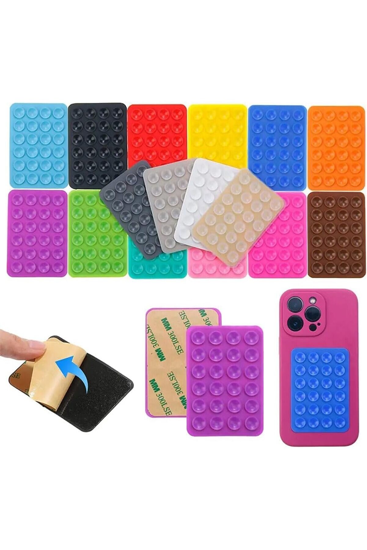 STOREMAX Telefon Tutucu Ped, Renkli Kare Tasarım, Otomobil ile Uyumlu Telefon Sabitleyici, Ultra Güçlü (Turun