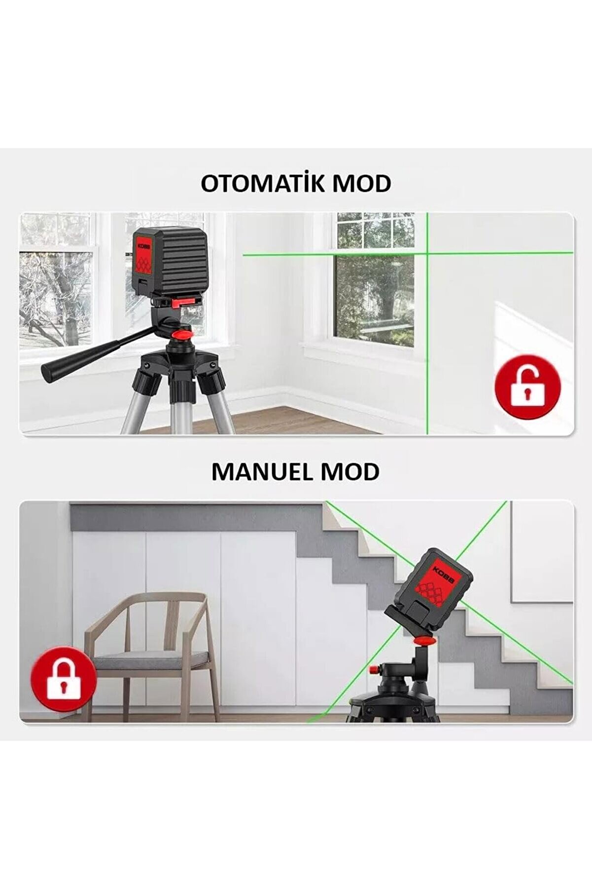 Kbl90Gtp 30 Metre Profesyonel Yatay Ve Di̇key Otomati̇k Hi̇zalamalı Yeşi̇l Çapraz Çi̇zgi̇ Lazer Di̇stomat +
