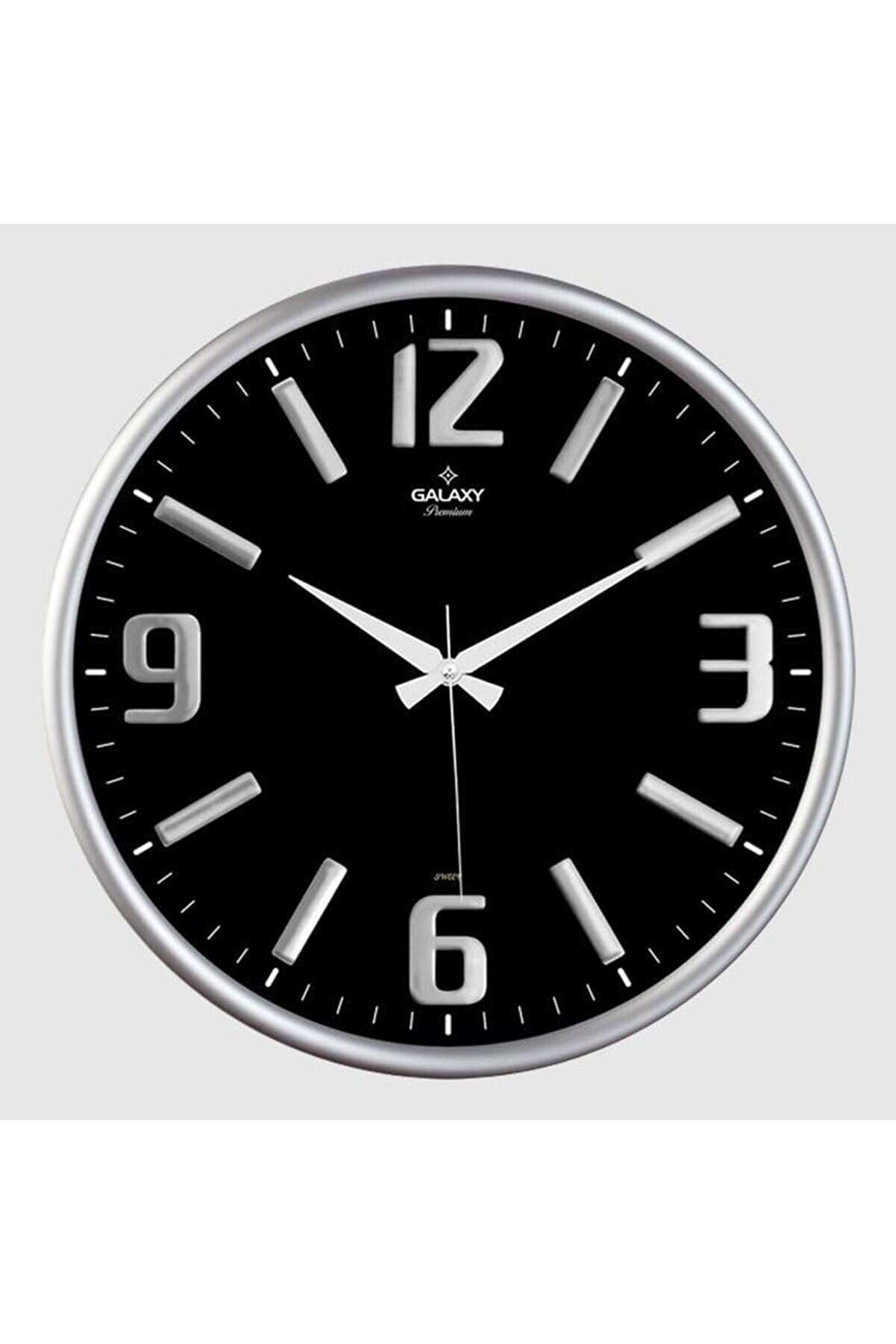 STOREMAX Premium Serisi Metal Çerçeveli Kabartma Rakamlı Camlı 35 CM Duvar Saati Gri 1014773