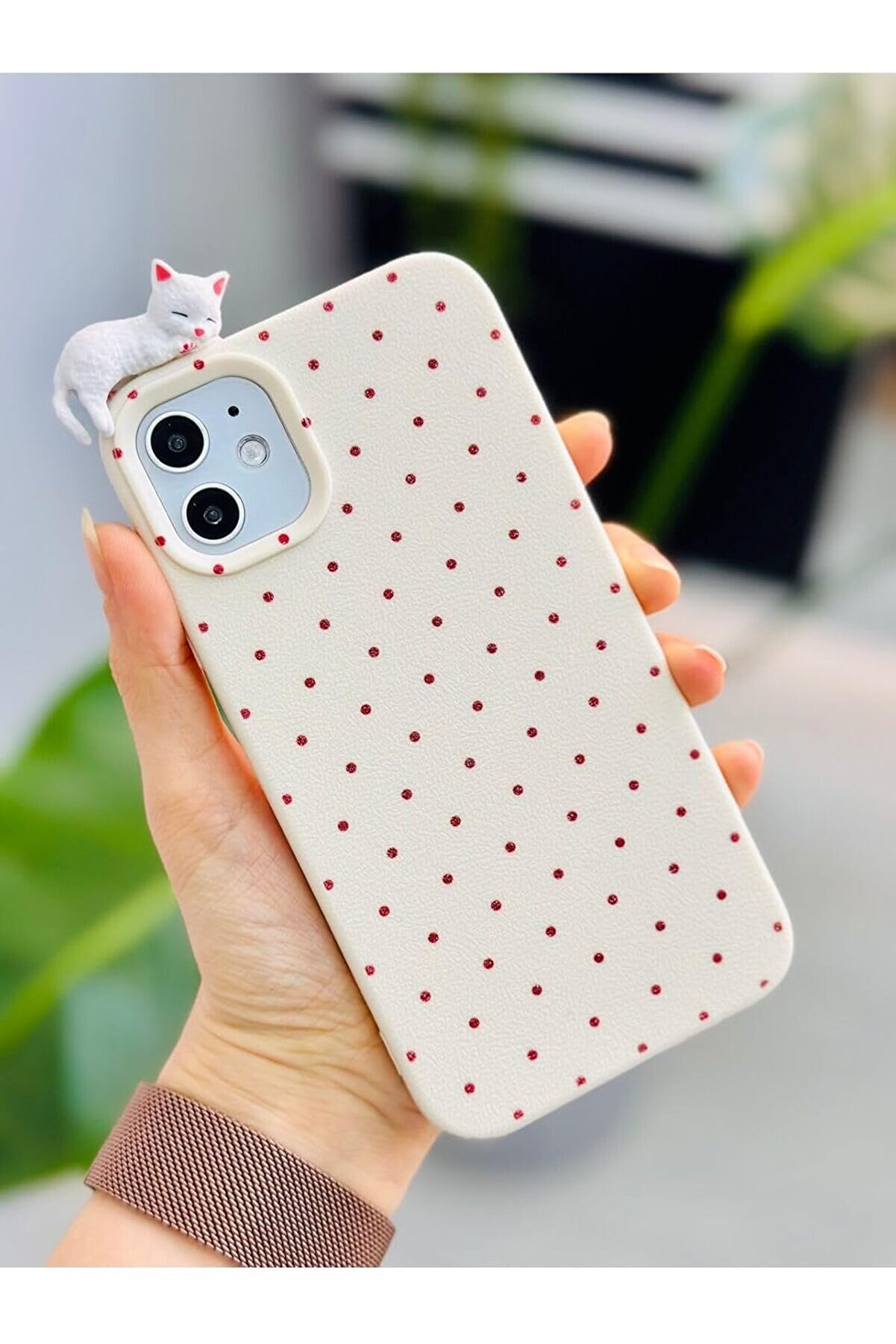 STOREMAX elizzashop Aksesuar Iphone 11 ile Uyumlu 3d Oyuncaklı Puantiye Kedi Tasarımlı Yumuşak Silikon Kılıf