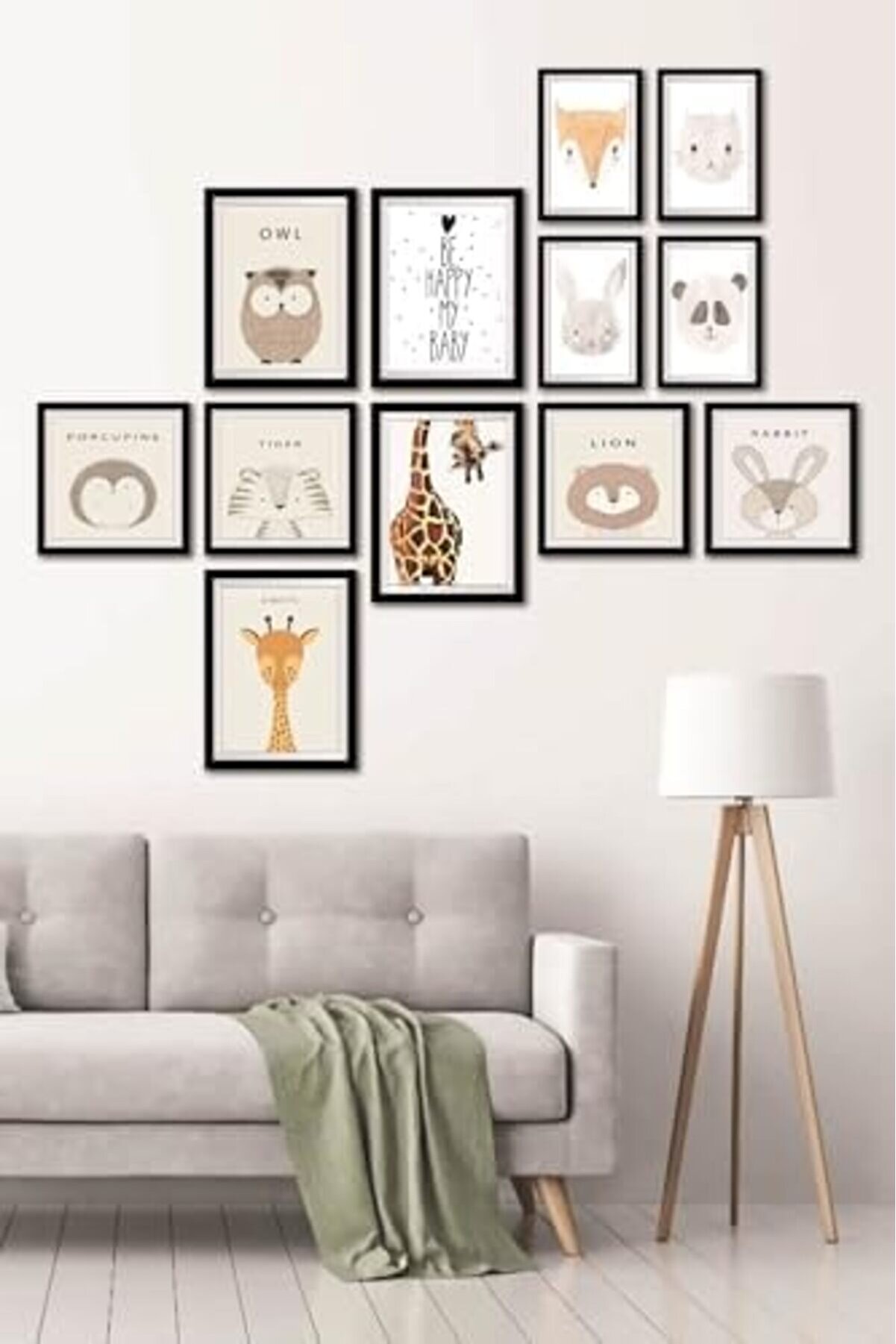 12 Parça Dekorati̇f Mdf Tablo Seti̇ Çerçeve Görünümlü Dekolıadkj